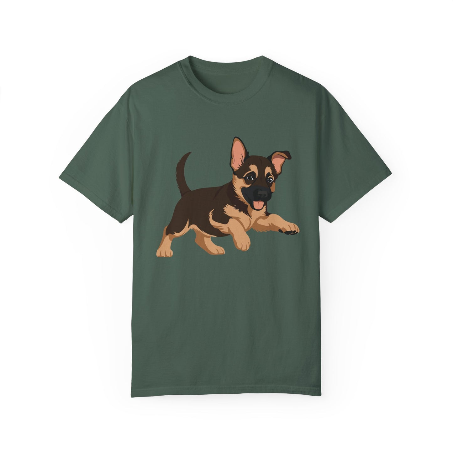 Unisex Dog Lover T-Shirt With a Graphic of Cute Playing German Shepherd Puppy