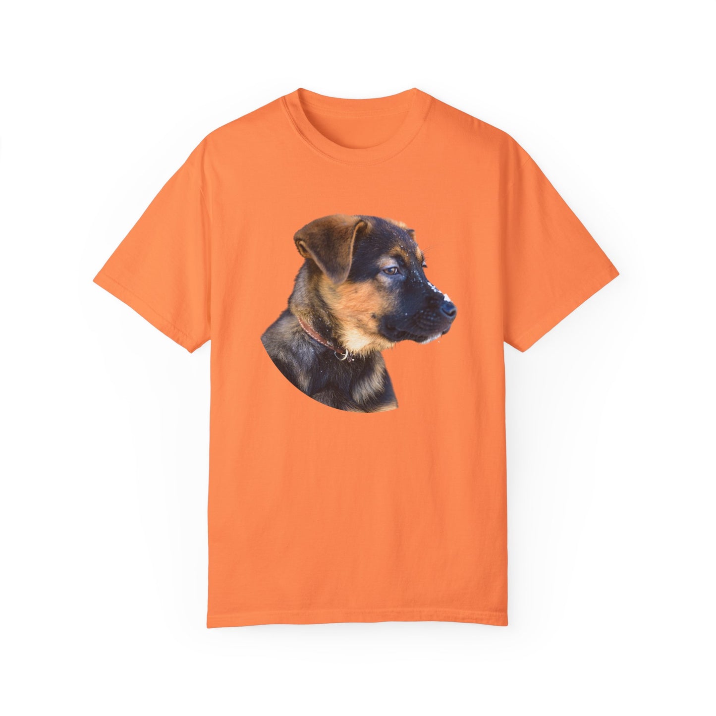 Unisex T-Shirt With Close Up Face of German Shepherd Puppy With Floppy Ears