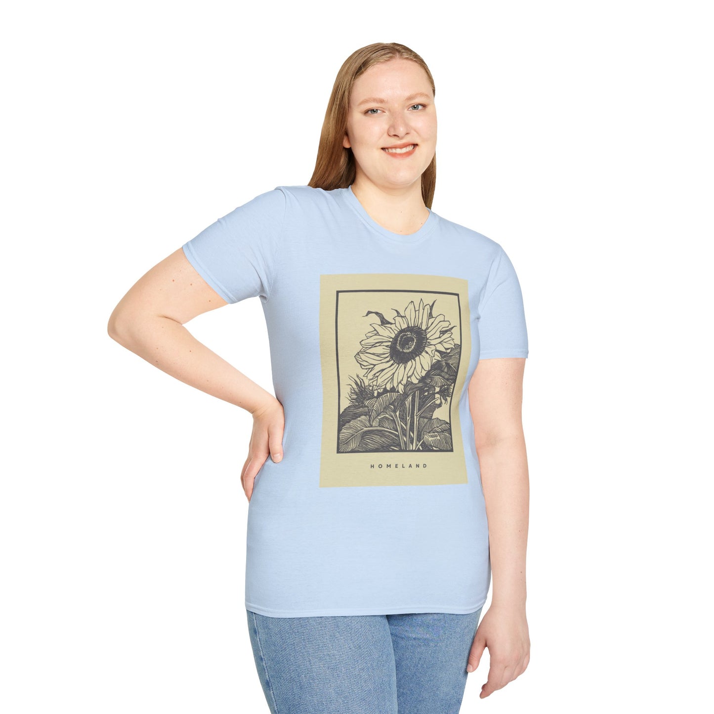 Vintage Sunflower Unisex T-Shirt, Softstyle Tee, Casual Wear, Nature Lover Gift, Summer Fashion, Homelands Design