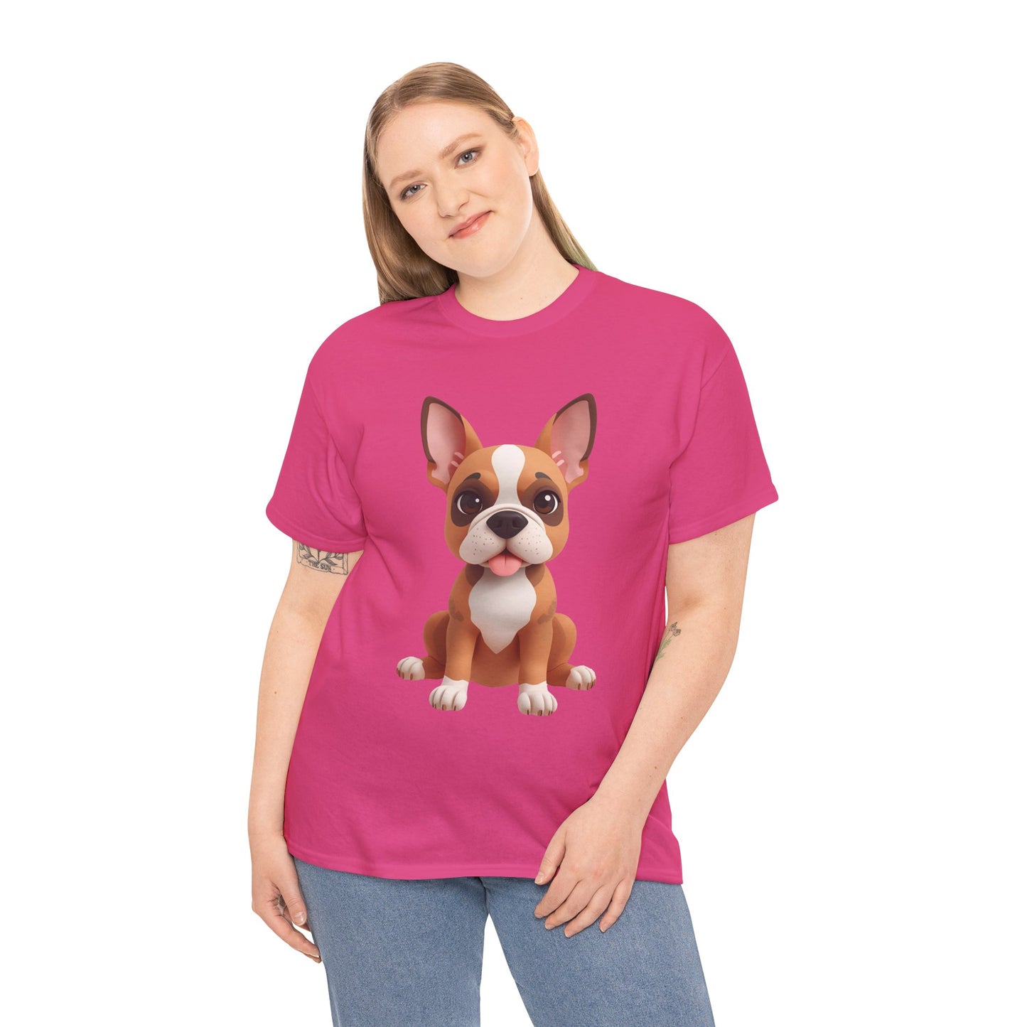 Cute 3D French Bulldog T-Shirt Unisex Heavy Cotton Tee, Dog Lover Gift