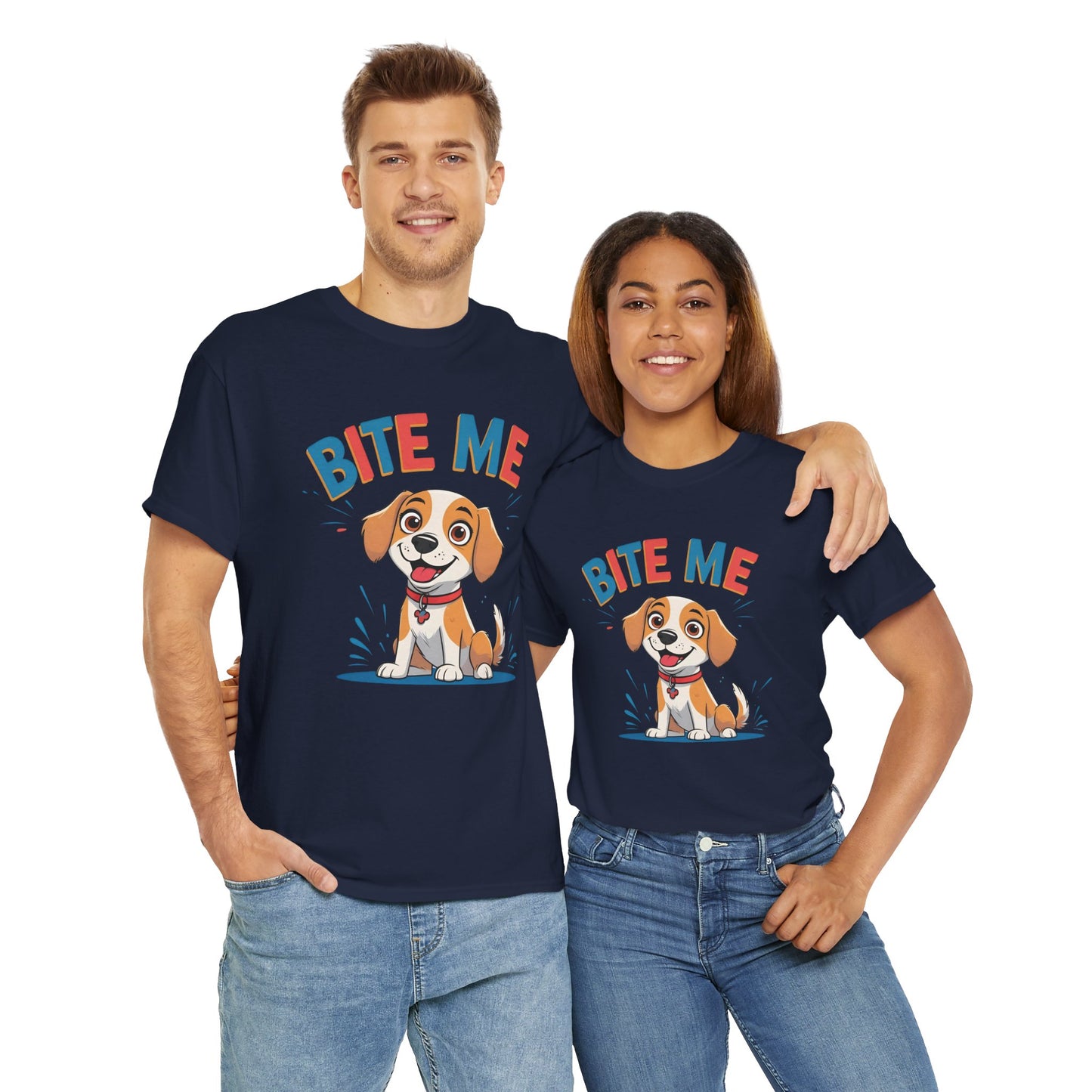 Playful Dog Lover Tee, Bite Me Unisex Cotton T-Shirt for Dog Trainers, Funny Gift for Dog Lovers, Cute Dog Apparel