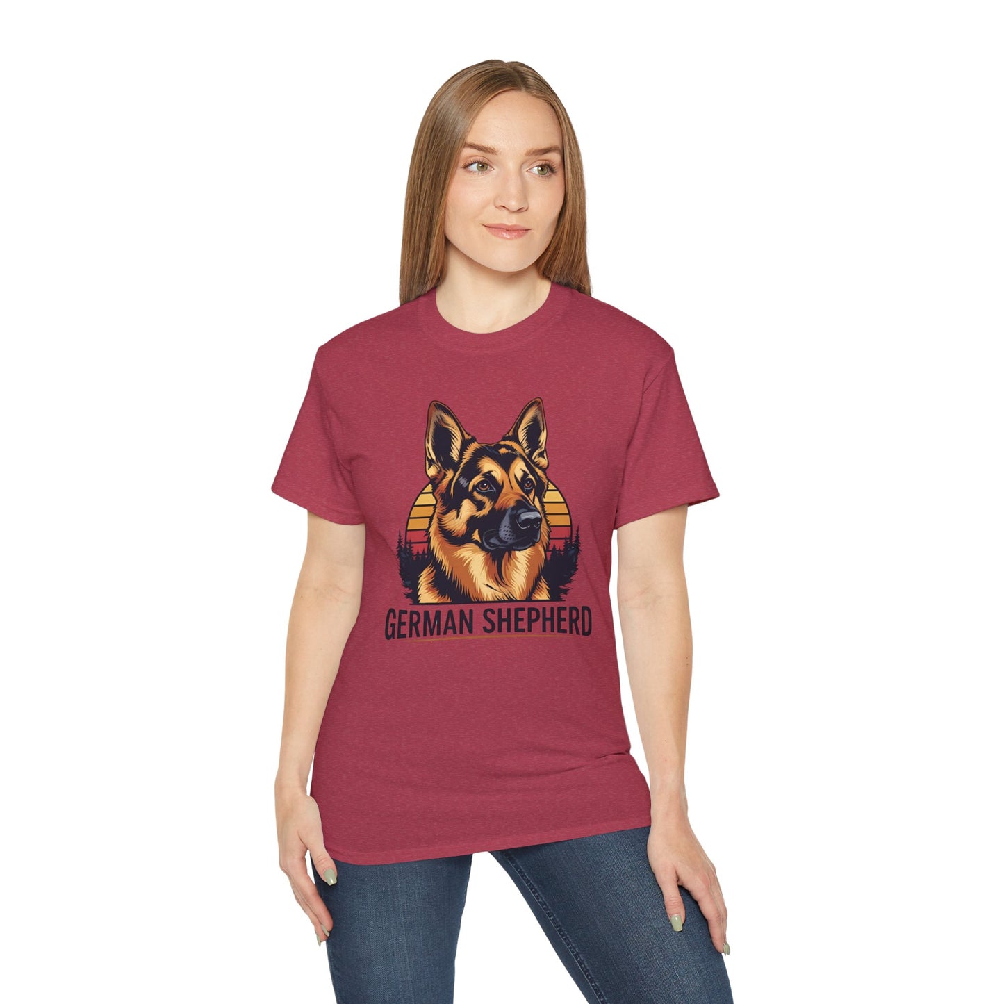 German Shepherd Ultra Cotton Tee, Dog Lover Gift, Retro Design, Pet Owner Shirt, Animal Apparel, Birthday Gift, Casual Wear