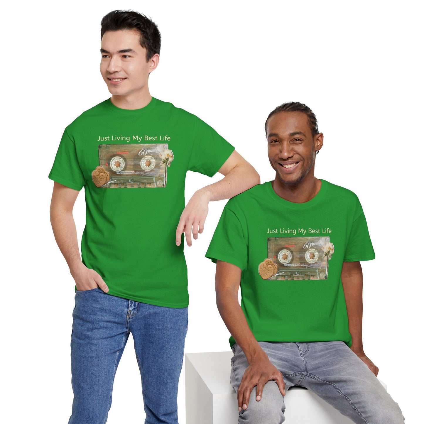 Just Living My Best Life Tee, Vintage Cassette T-Shirt, Casual Wear, Gift for Friends, Music Lover's Apparel