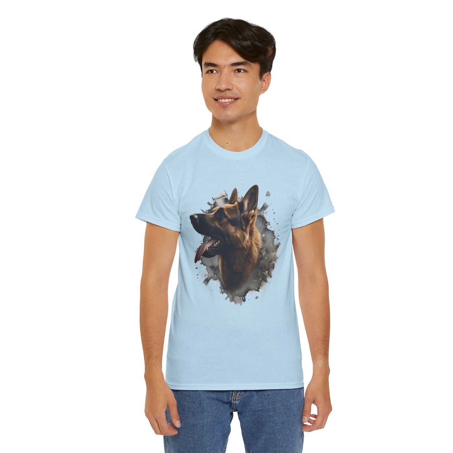 German Shepherd Lover Tee With 3D Design, Unisex Cotton Shirt, Dog T-Shirt, Pet Lovers Gift, Animal Enthusiast Apparel