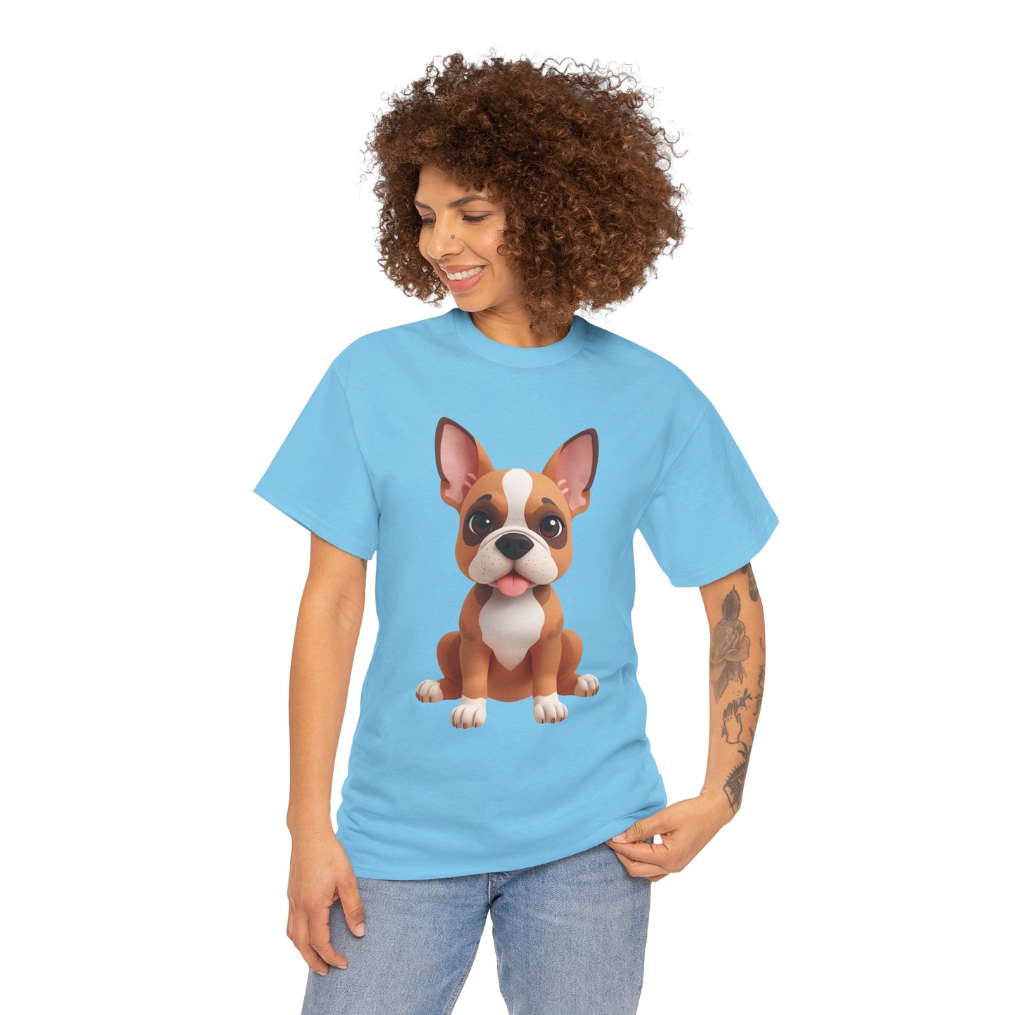 Cute 3D French Bulldog T-Shirt Unisex Heavy Cotton Tee, Dog Lover Gift