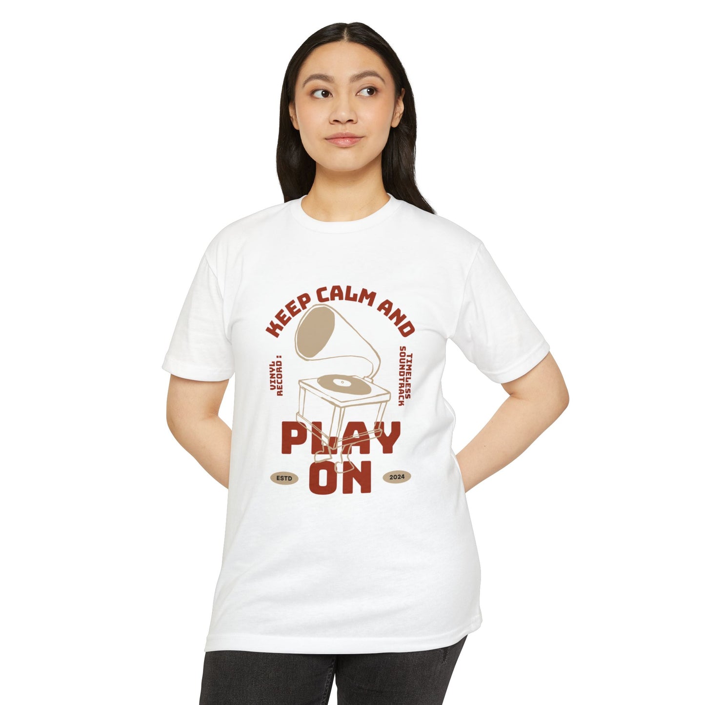 Retro Music Vibe T-Shirt, Unisex Tee, Gift for Music Lovers, Keep Calm and Play On Shirt, Casual Summer Wear, Music Themed Apparel