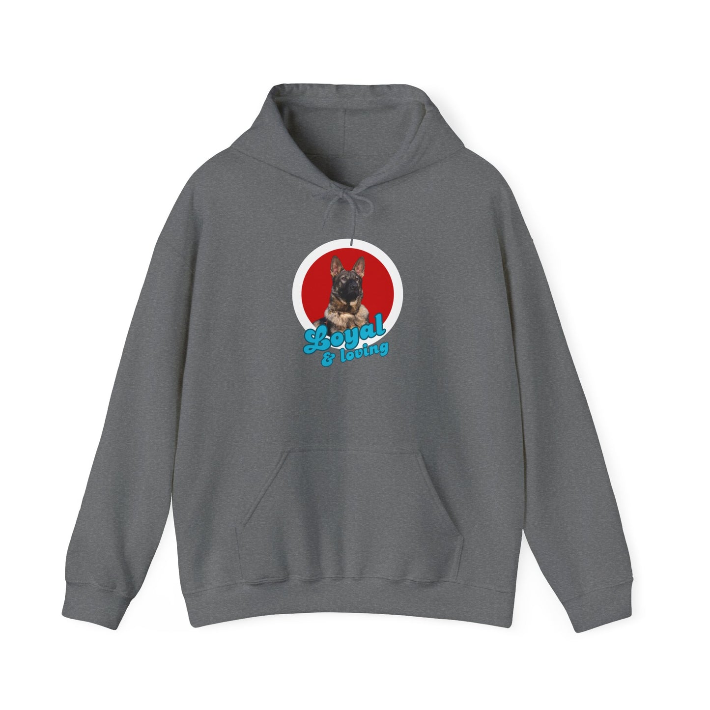 Unisex Dog Lover Hoodie With Close Up of Working Line German Shepherd and Caption Loyal & Loving