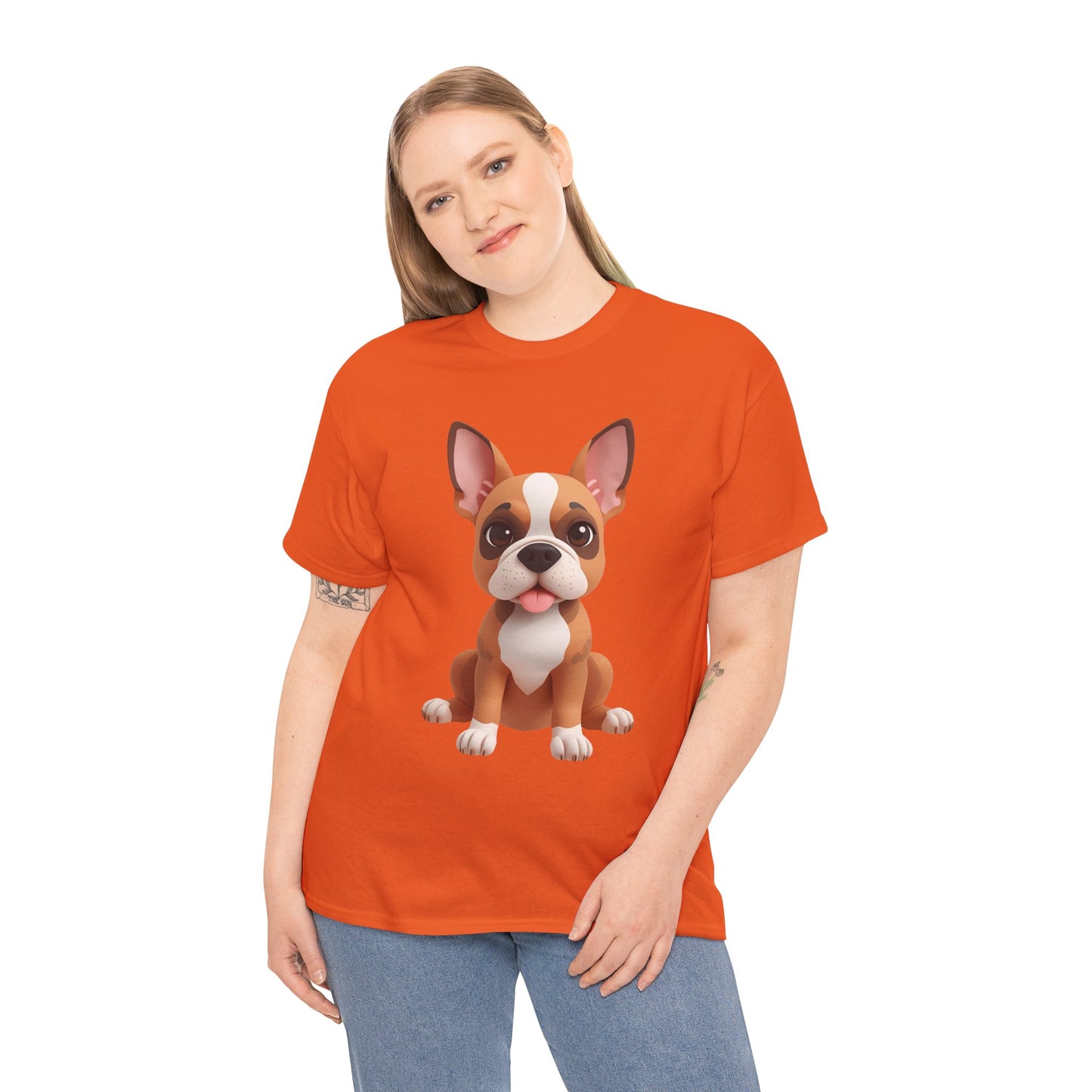 Cute 3D French Bulldog T-Shirt Unisex Heavy Cotton Tee, Dog Lover Gift