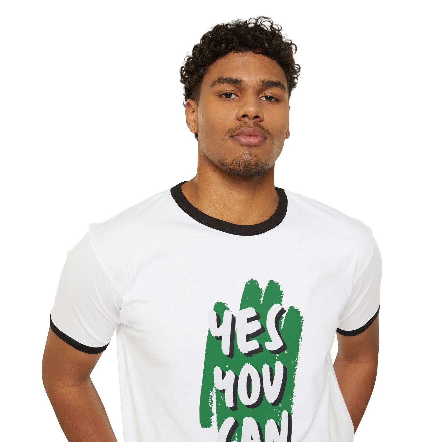 Yes You Can Unisex Cotton Ringer T-Shirt, Motivational Tee, Casual Wear, Gift for Friends, Positive Vibes, Everyday Comfort