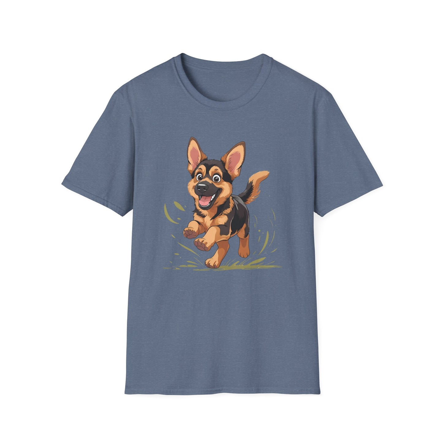 Cute Playing Puppy Graphic Unisex Softstyle T-Shirt, Dog Lover Gift, Casual Wear, Animal Theme Shirt, Perfect for Birthdays, Pet Owners