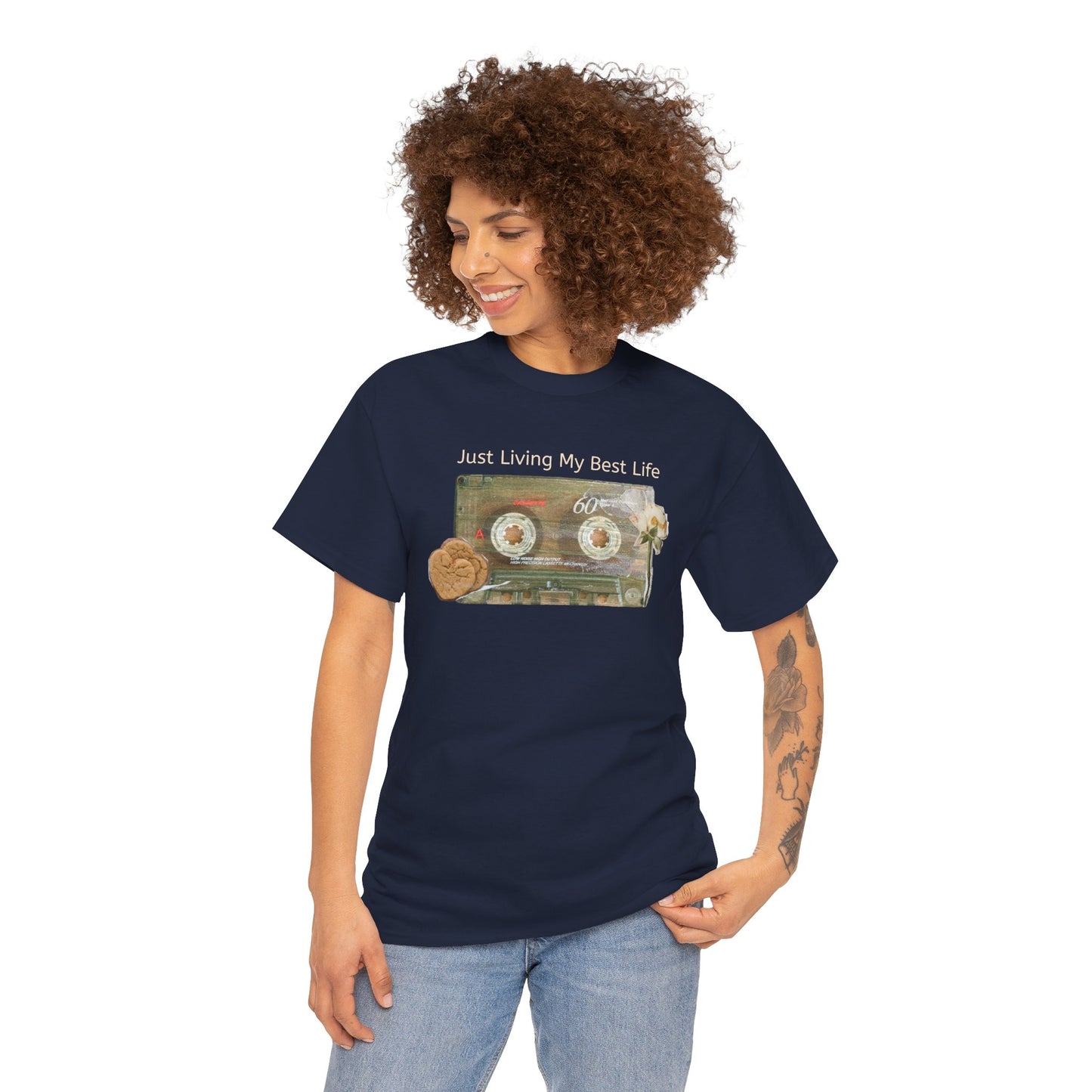 Just Living My Best Life Tee, Vintage Cassette T-Shirt, Casual Wear, Gift for Friends, Music Lover's Apparel