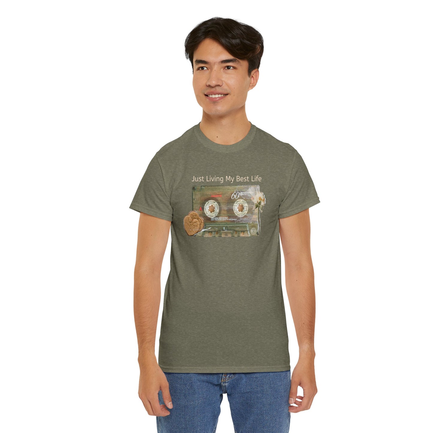 Just Living My Best Life Tee, Vintage Cassette T-Shirt, Casual Wear, Gift for Friends, Music Lover's Apparel
