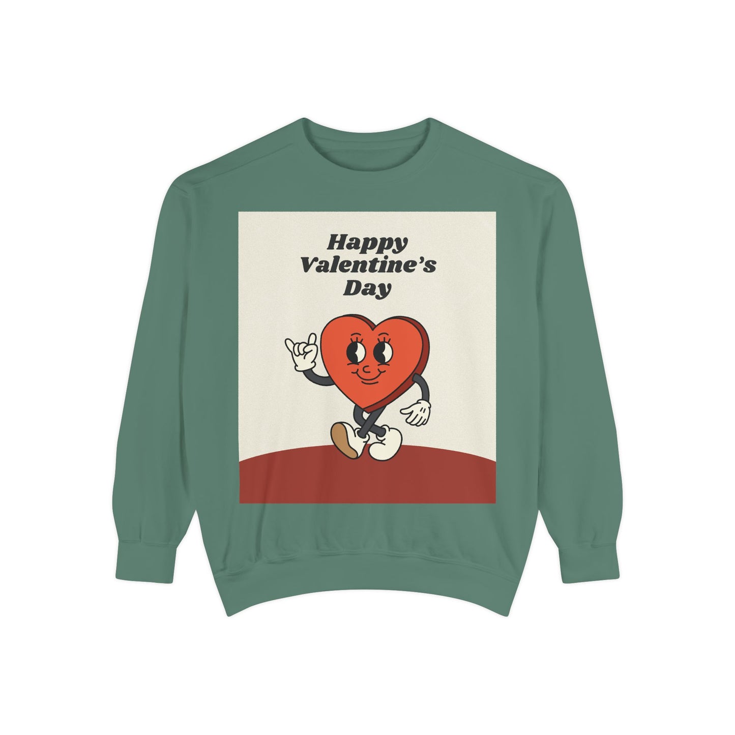 Unisex Valentine's Day Sweatshirt With a Heart Character and Caption Happy Valentine's Day