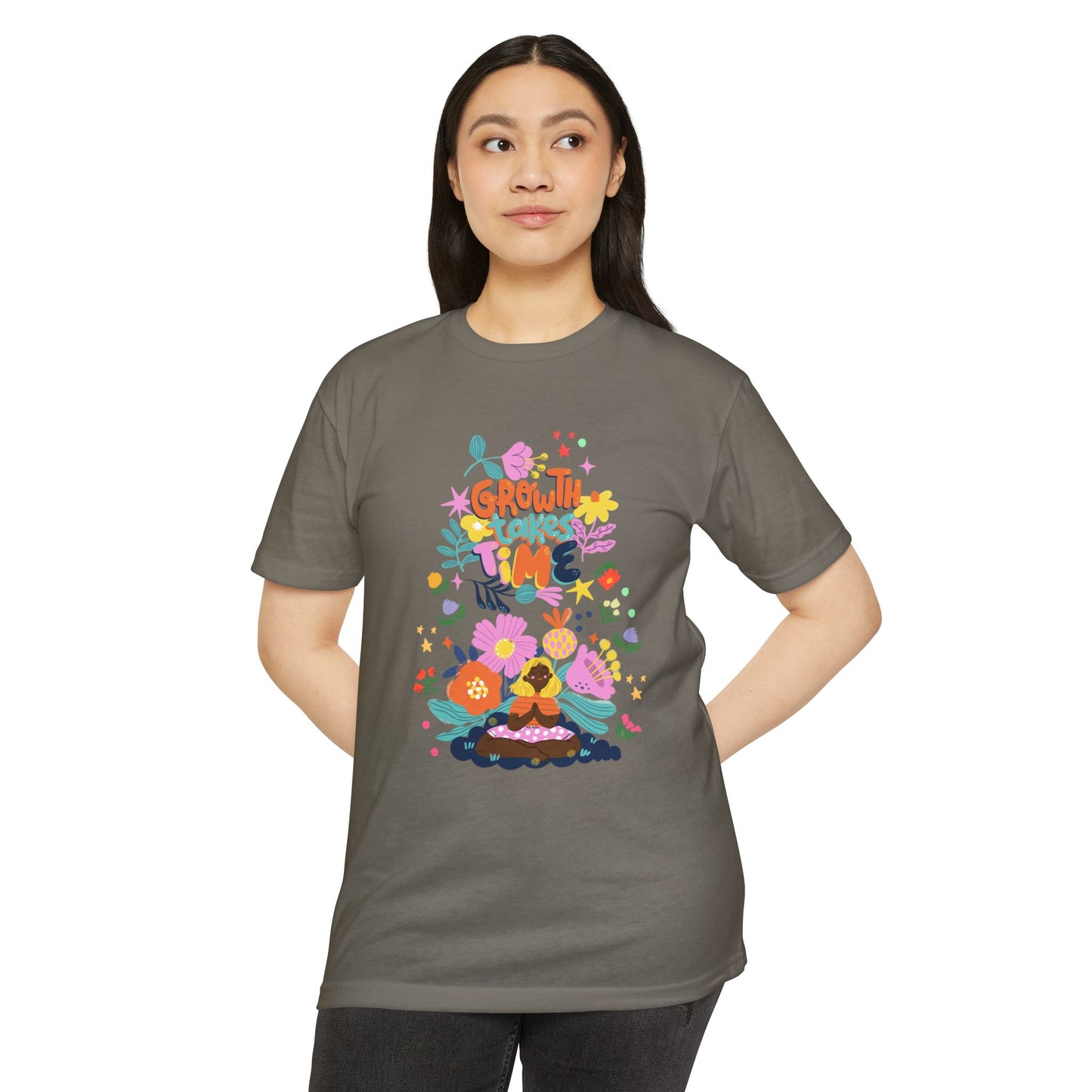 Growth Takes Time Floral Unisex T-Shirt, Spring Tee, Inspirational T-Shirt, Casual Wear, Unique Gift Idea