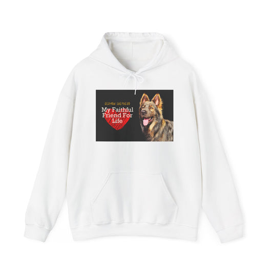 Unisex Dog Lover Hoodie With Old-fashioned German Shepherd and Quote My Faithful Friend For Life