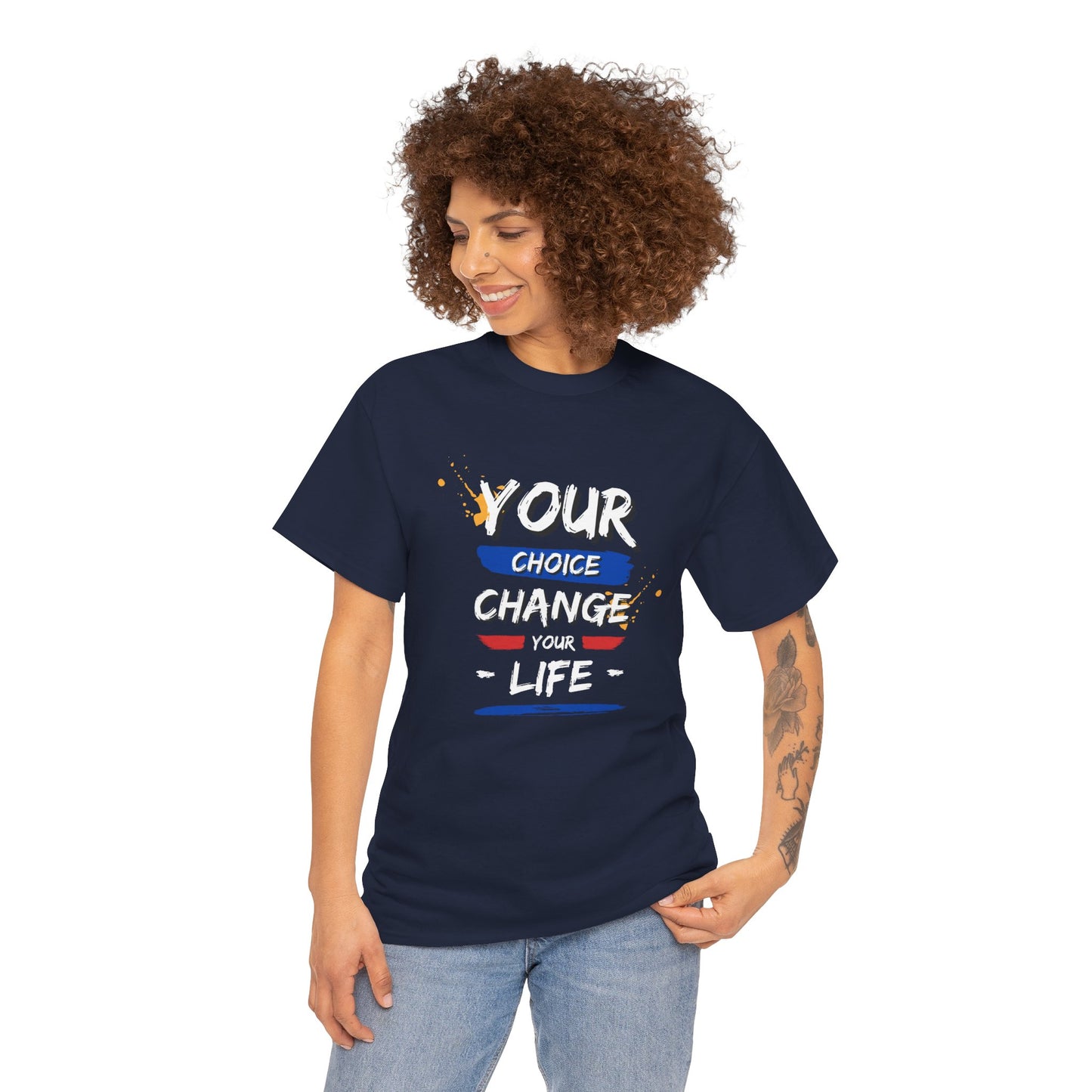 Inspirational Quote Unisex Heavy Cotton Tee - "Your Choice Change For Life", Motivational Shirt, Casual Wear, Gift Idea, Everyday Comfort