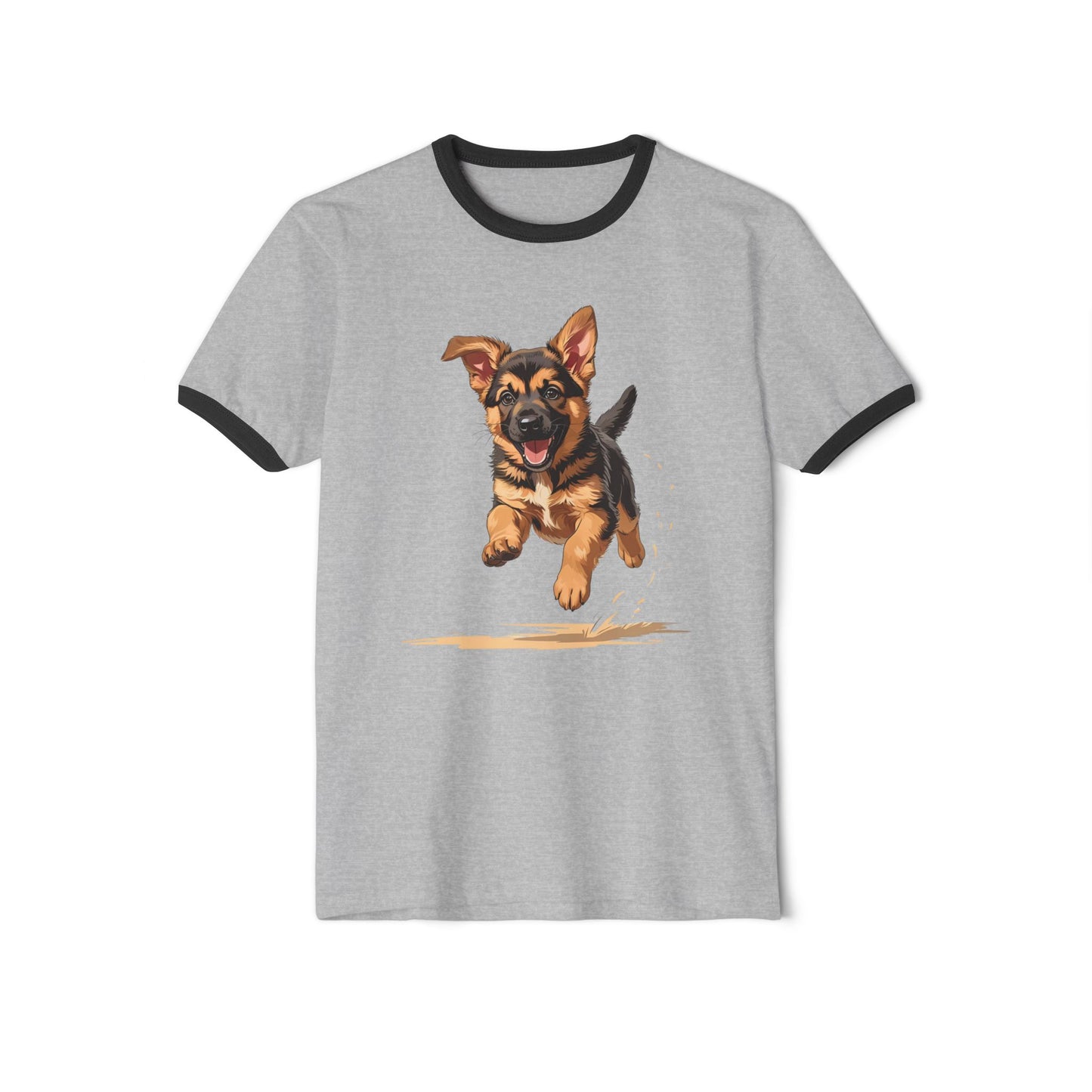 Adorable Puppy Ringer T-Shirt, Dog Lover Gift, Unisex Cotton Tee, Pet Parent Apparel, Casual Wear, Birthday Gift