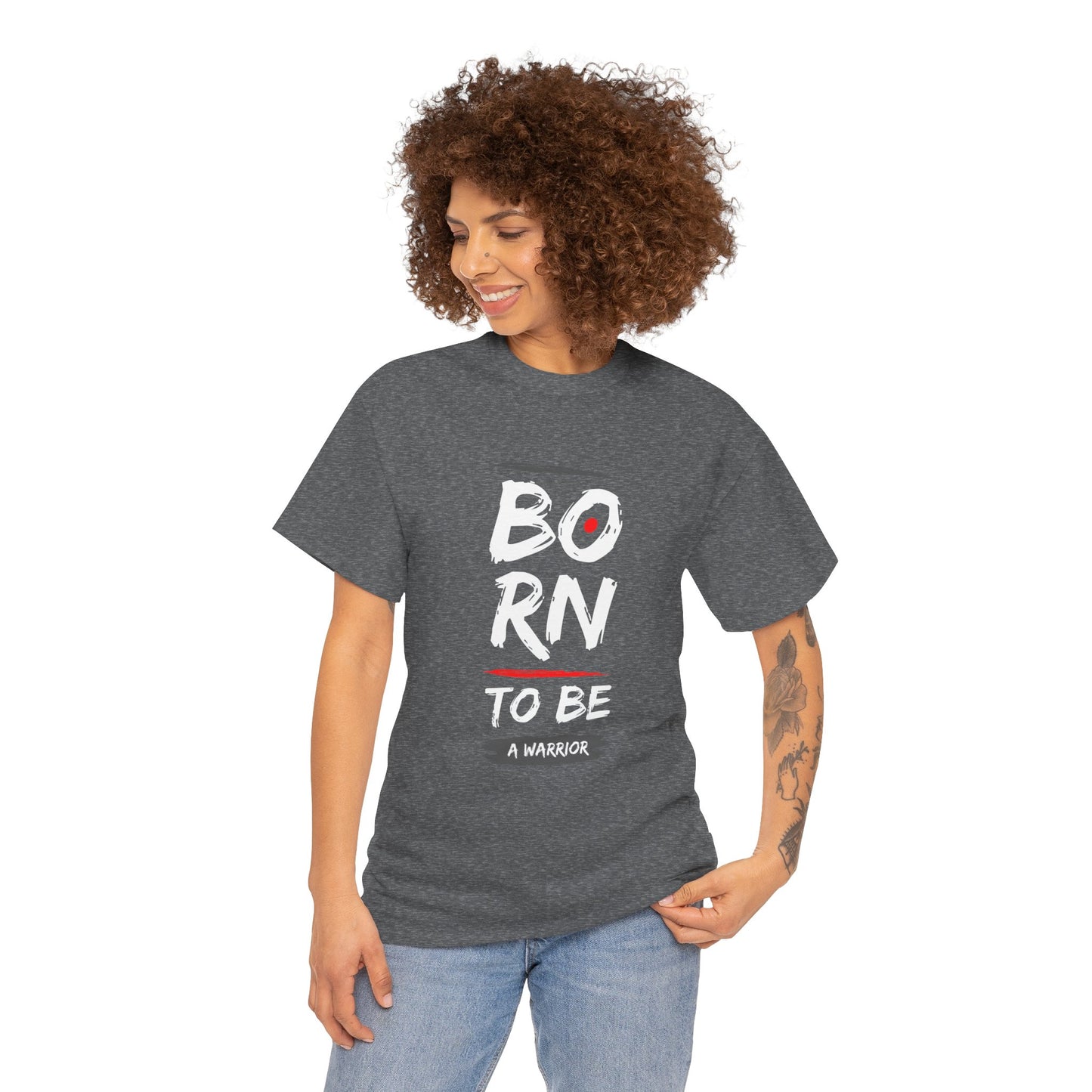 Born to Be a Warrior Unisex Heavy Cotton Tee, Inspirational Shirt for Veterans, Motivational Gift, Fitness Apparel, Casual Wear