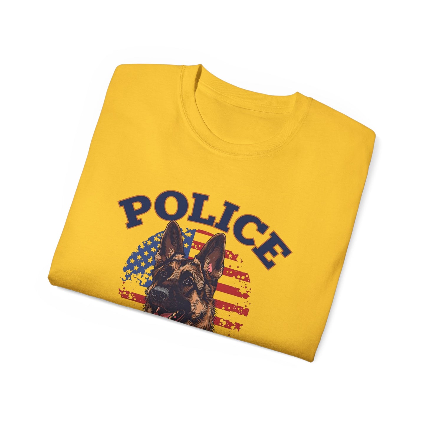 Patriotic Police K-9 Unit Tee for Dog Lovers, Unisex Cotton T-Shirt, Dog Handler Gift, Gifts for Law Enforcement