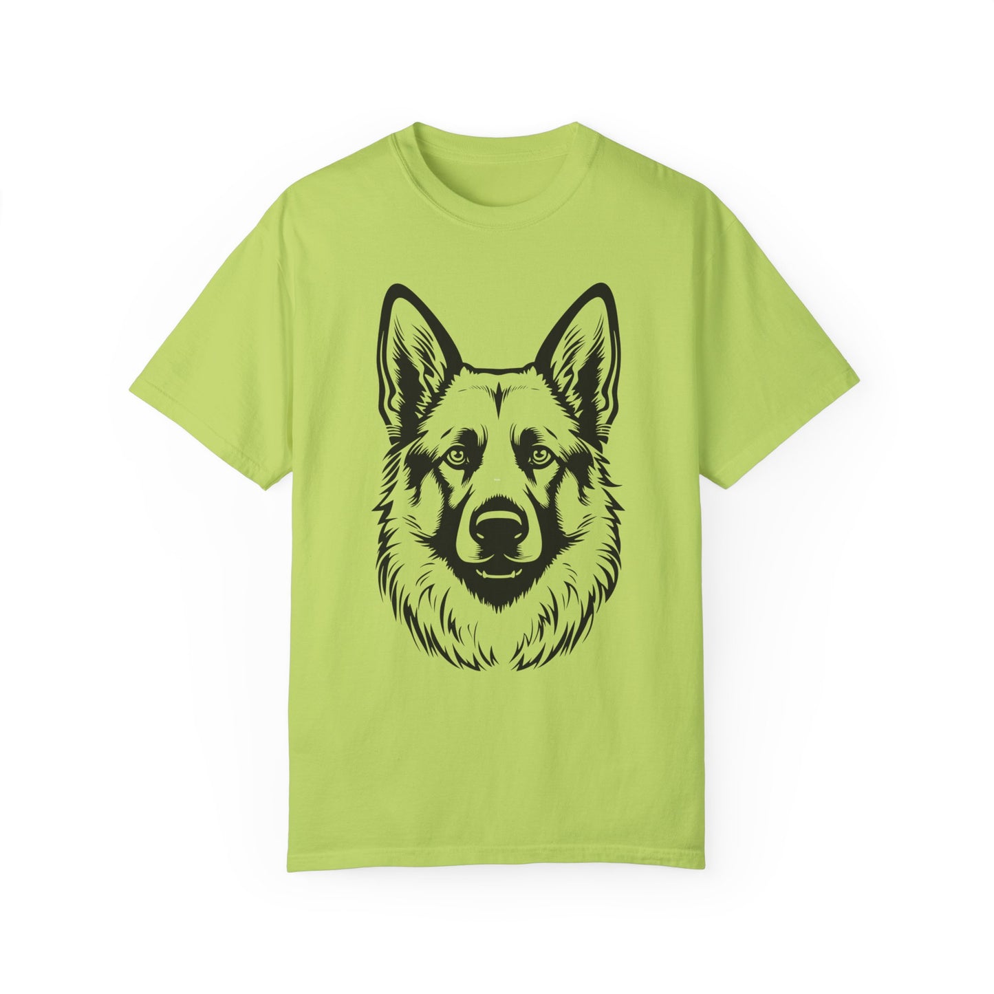 Unisex Dog Lover T-Shirt With a Close Up Graphic of Black and Transparent German Shepherd