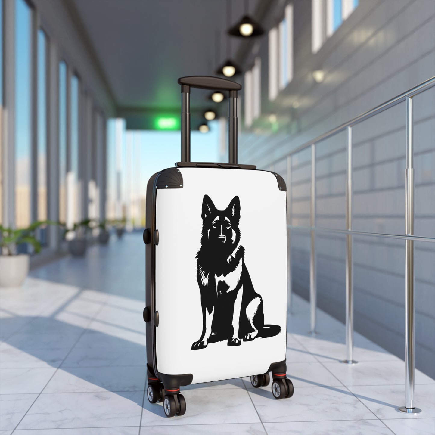 Personalized Dog Design Suitcase Featuring a Graphic of Black German Shepherd Sloppily Sitting