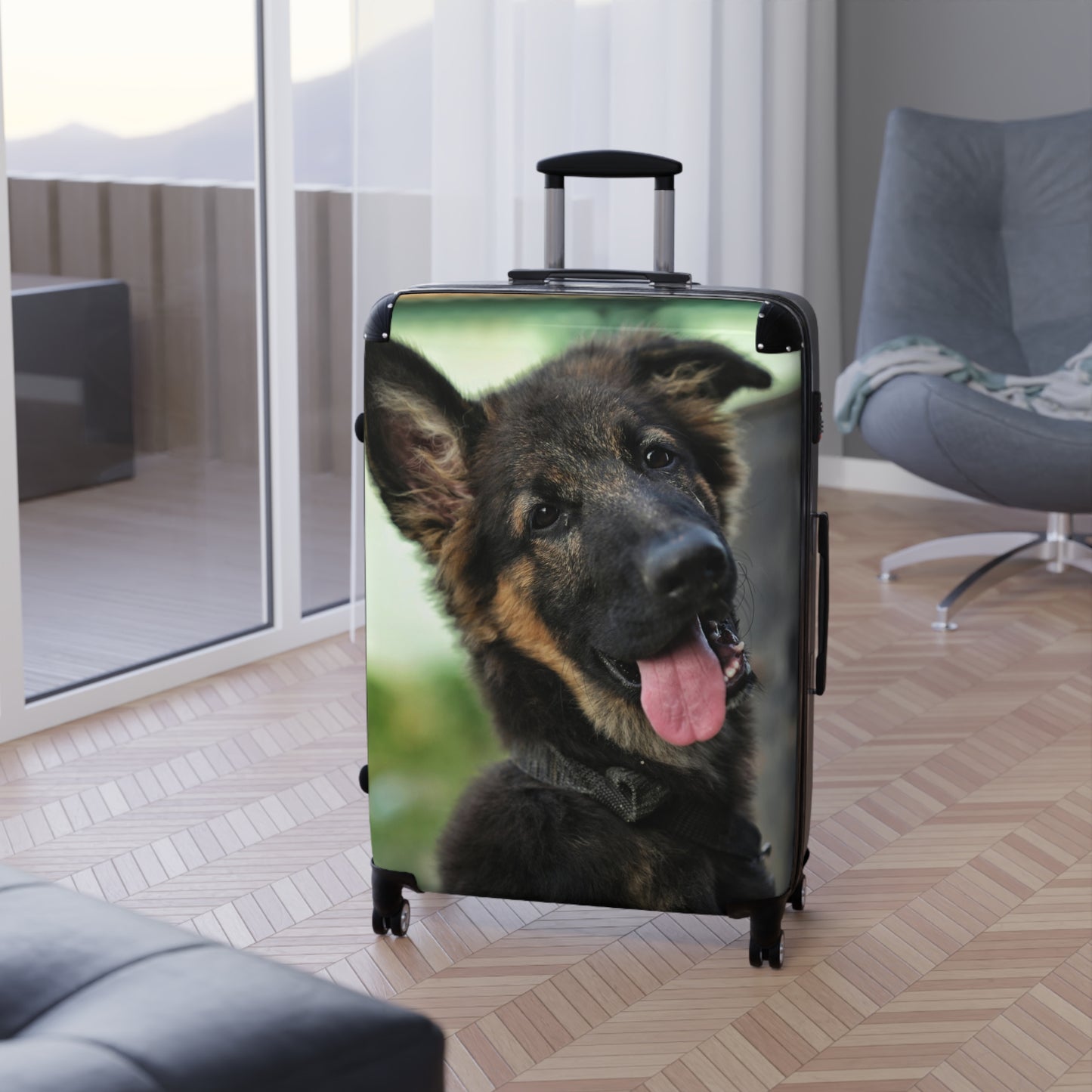 Personalized Dog Photo Suitcase - Cute German Shepherd Puppy
