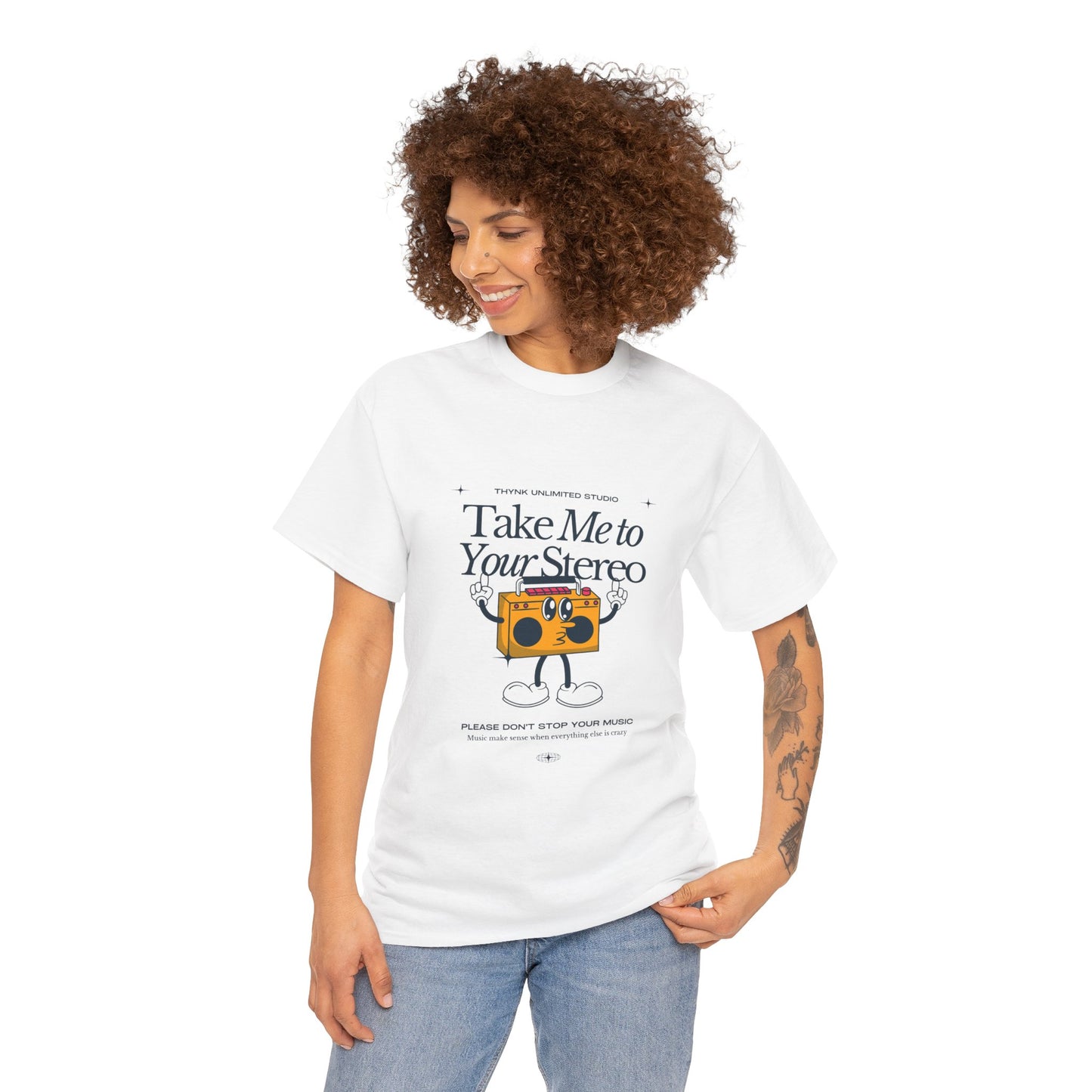 Retro Music Lover Tee - Take Me To Your Stereo, Vintage Style Shirt, Graphic T-Shirt, Unisex Cotton Top, Perfect Gift for Musicians, Summer Outfit
