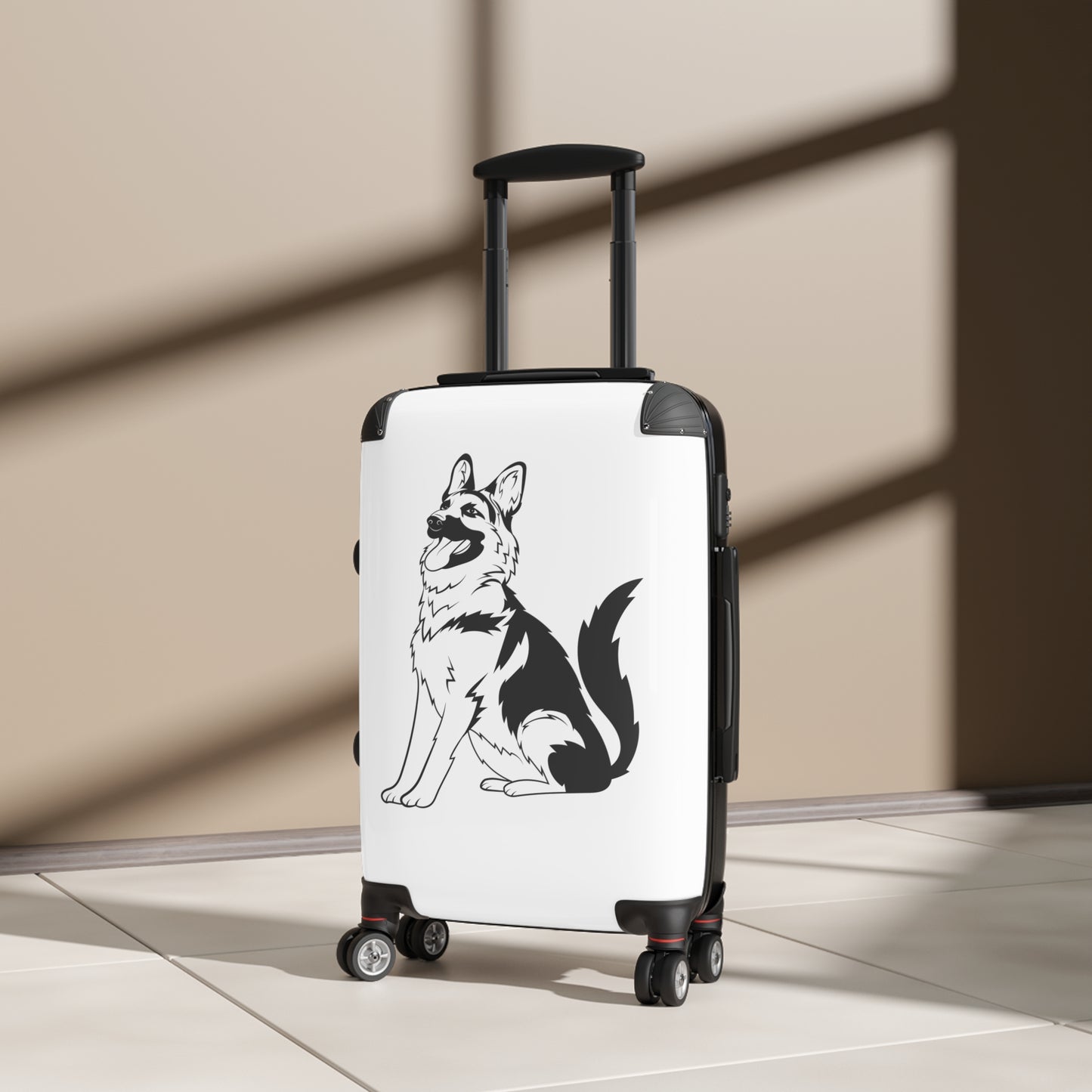 Travel Suitcase with Cool Dog Design - A German Shepherd Sloppily Sitting