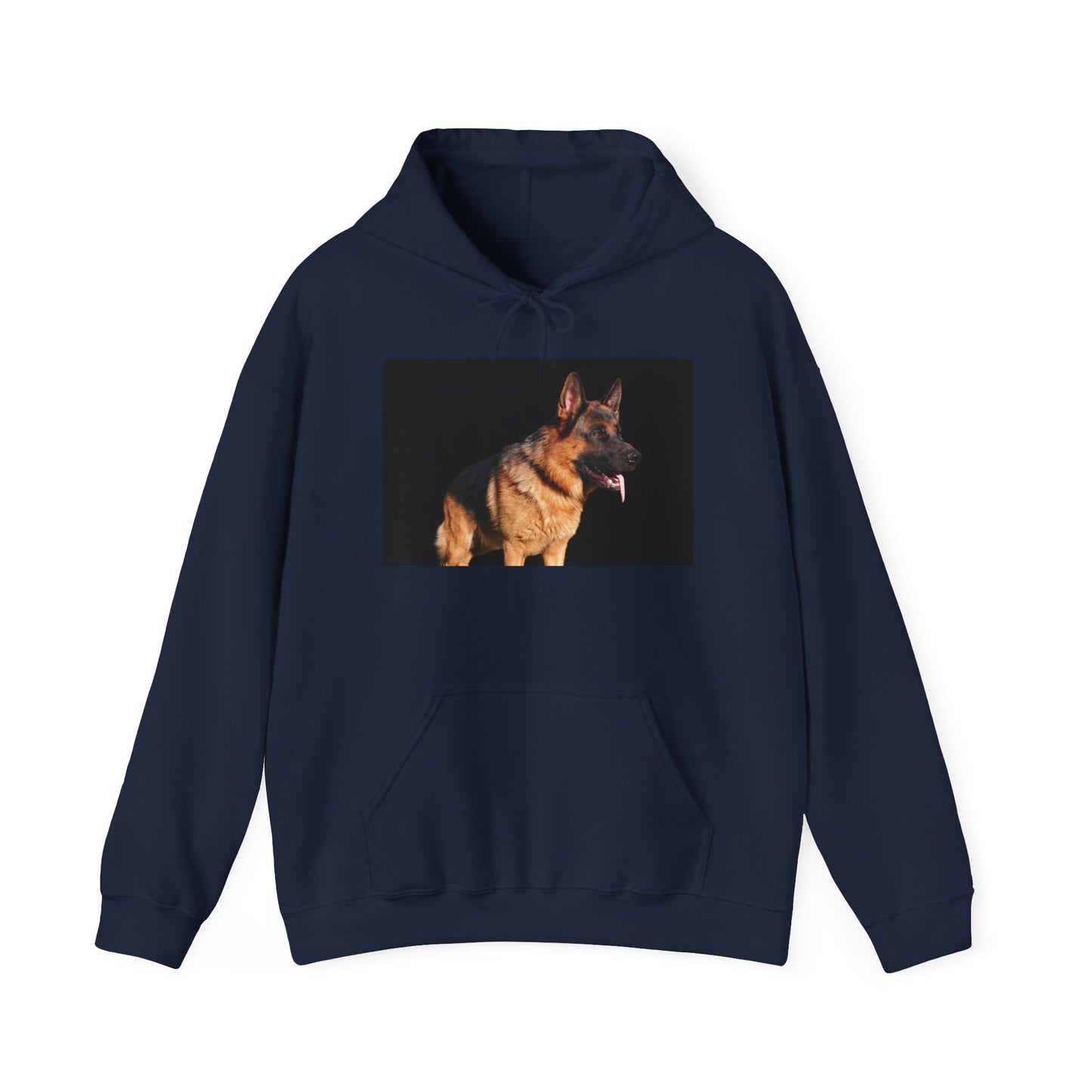 Unisex Dog Lover Hoodie With a Showline German Shepherd Leaving Tongue Out Standing for a Pose