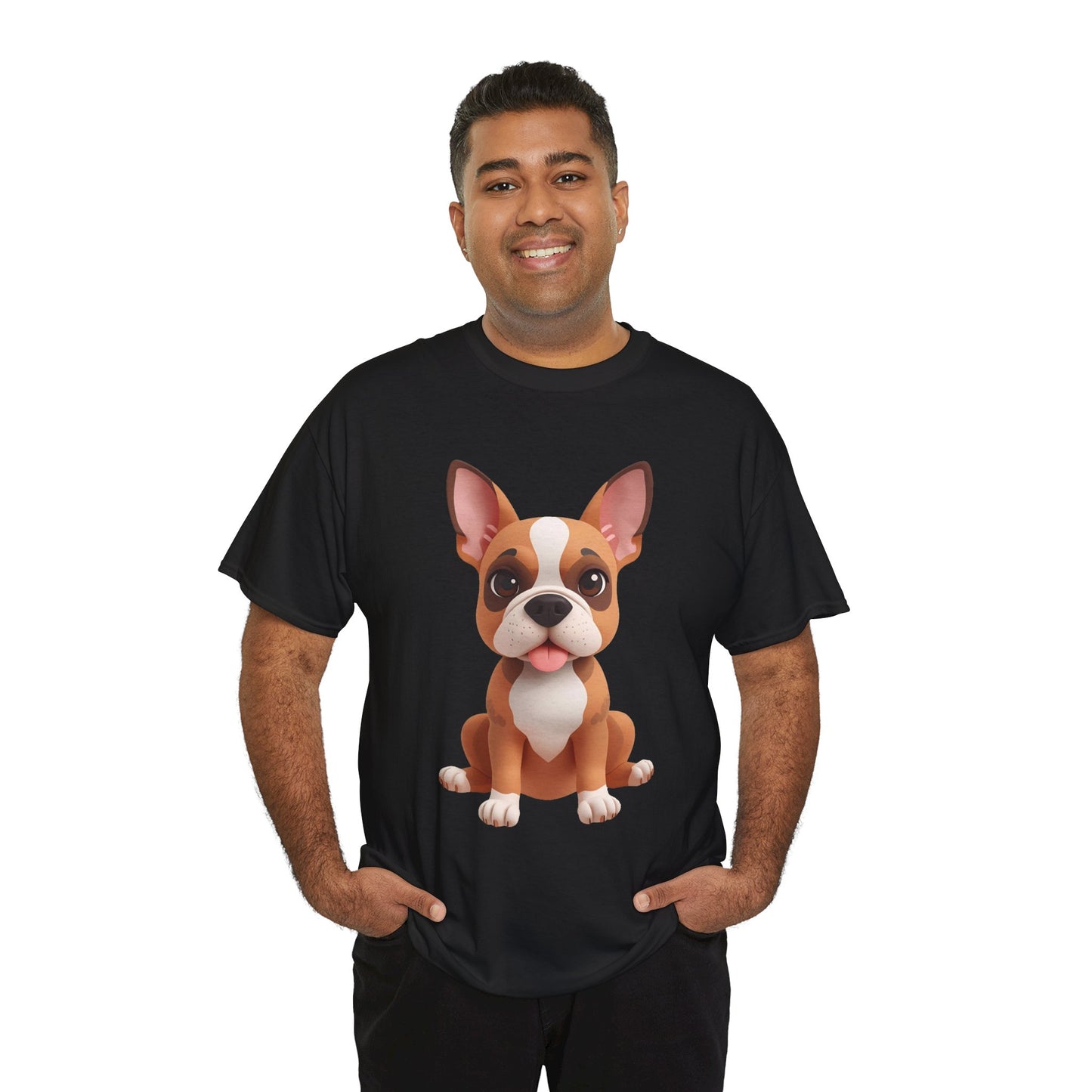 Cute 3D French Bulldog T-Shirt Unisex Heavy Cotton Tee, Dog Lover Gift