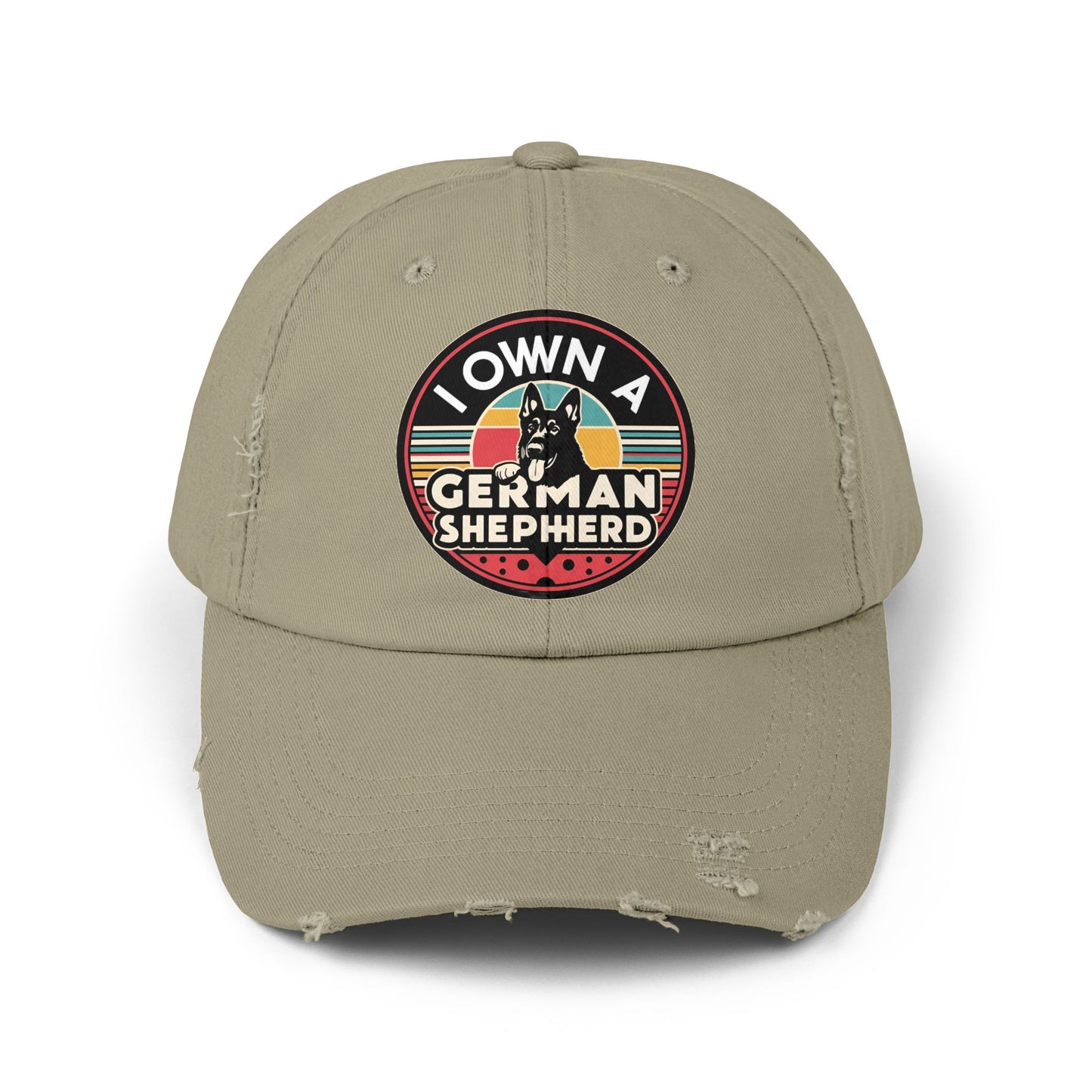 German Shepherd Distressed Cap With Retro Vintage Background - Pet Owner Gift, Casual Everyday Wear