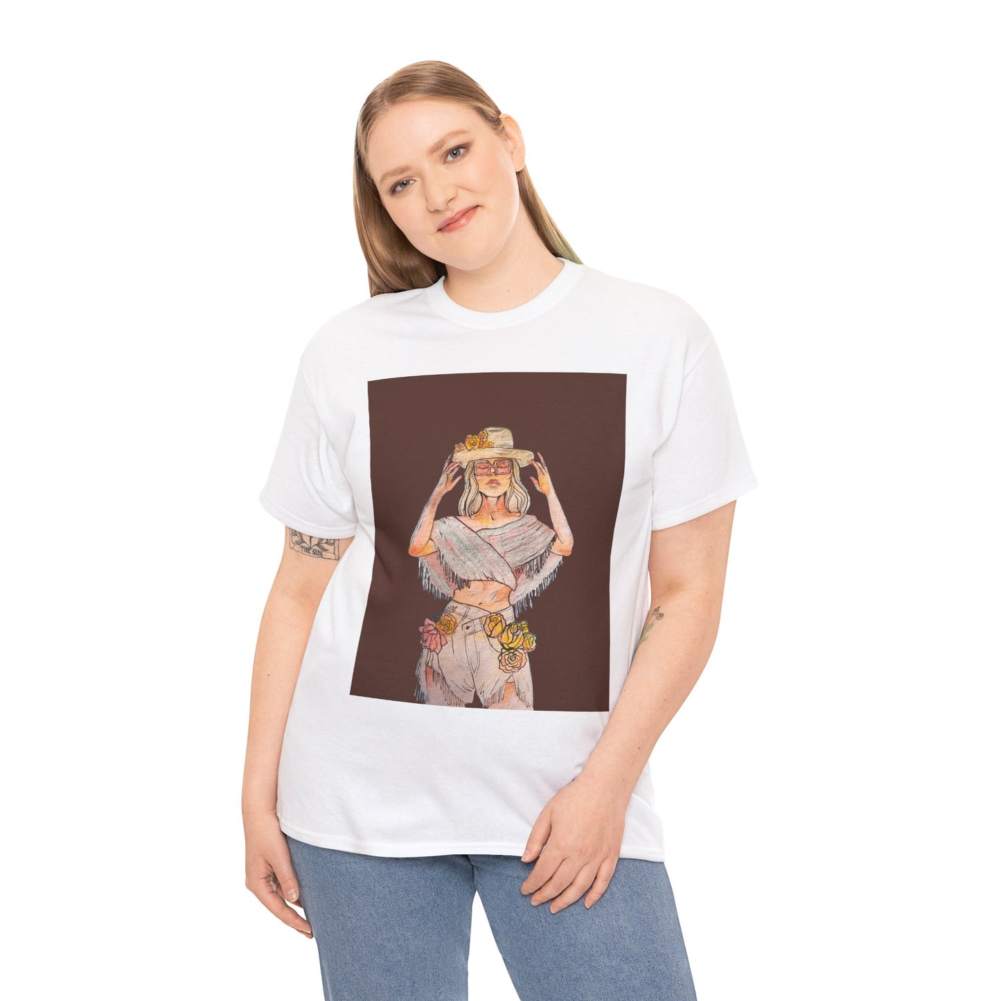 Bohemian Vibes Unisex Heavy Cotton Vintage Tee, Casual Wear, Summer Style Shirt, Gift for Her, Festival Outfit, Art-Inspired Apparel