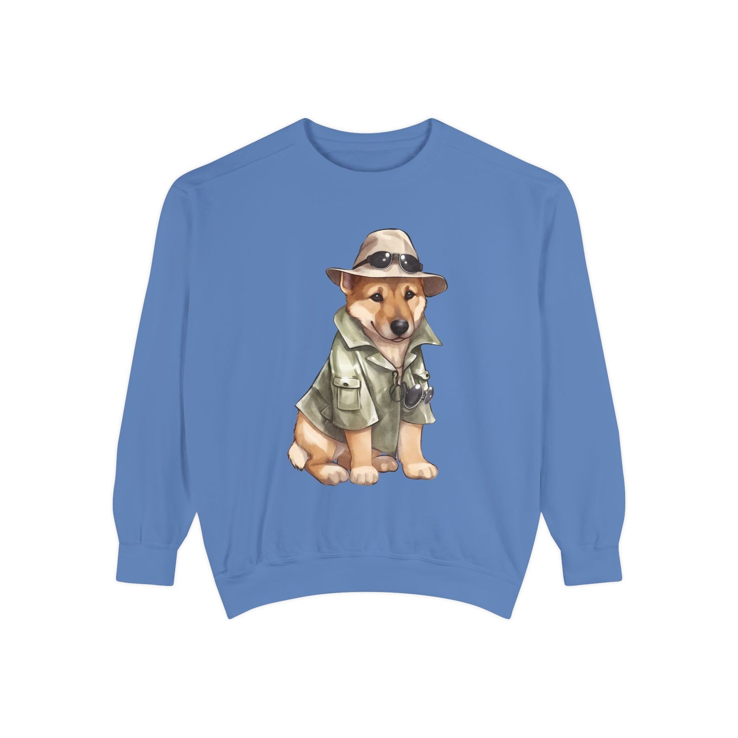 Unisex Dog Lover Sweatshirt With a Graphic of German Shepherd Wearing Detector's Hat and Costume
