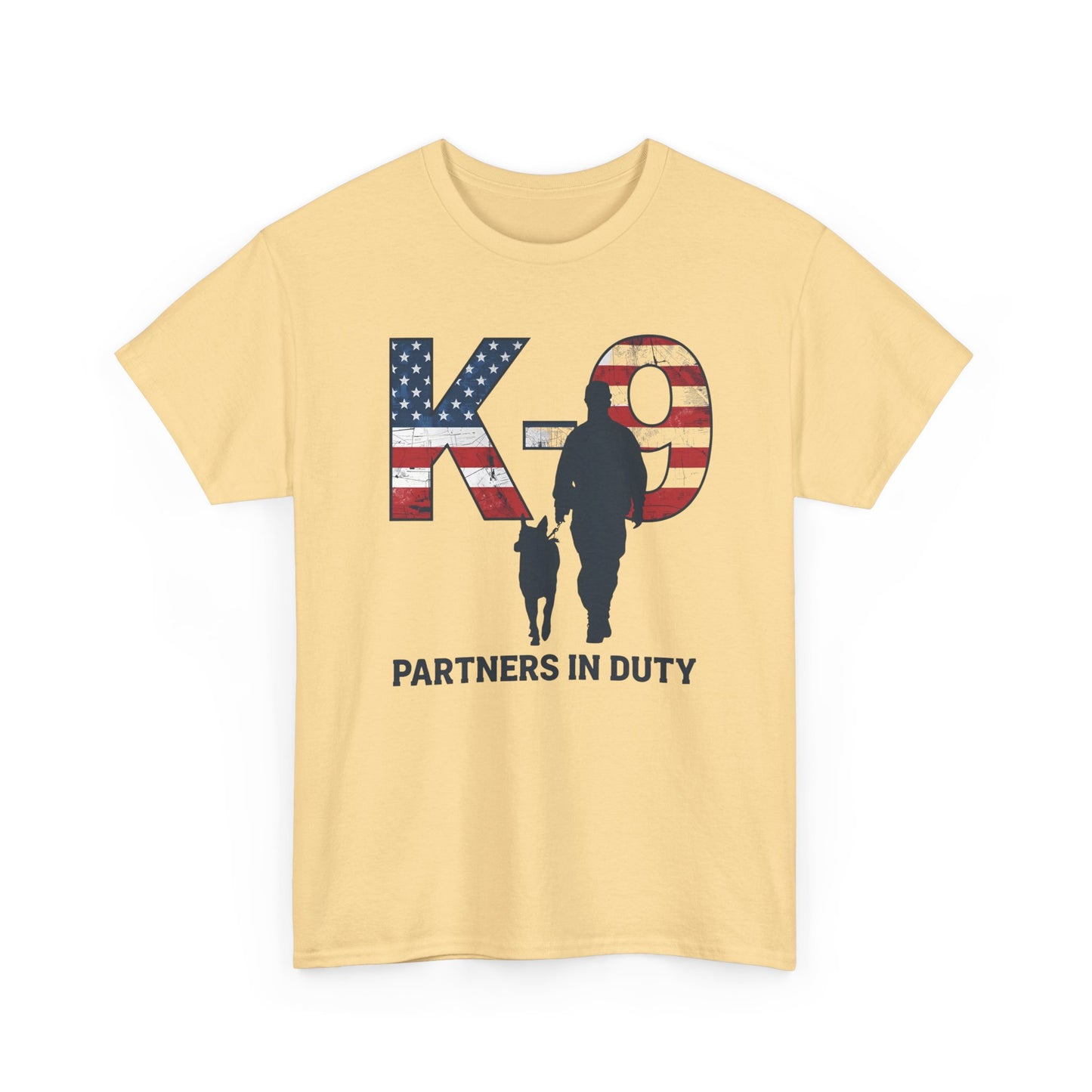 Patriotic K-9 T-Shirt - Partners in Duty Tee | Unisex Heavy Cotton Tee for Dog Lovers, Military Support, Gifts for Dog Handlers