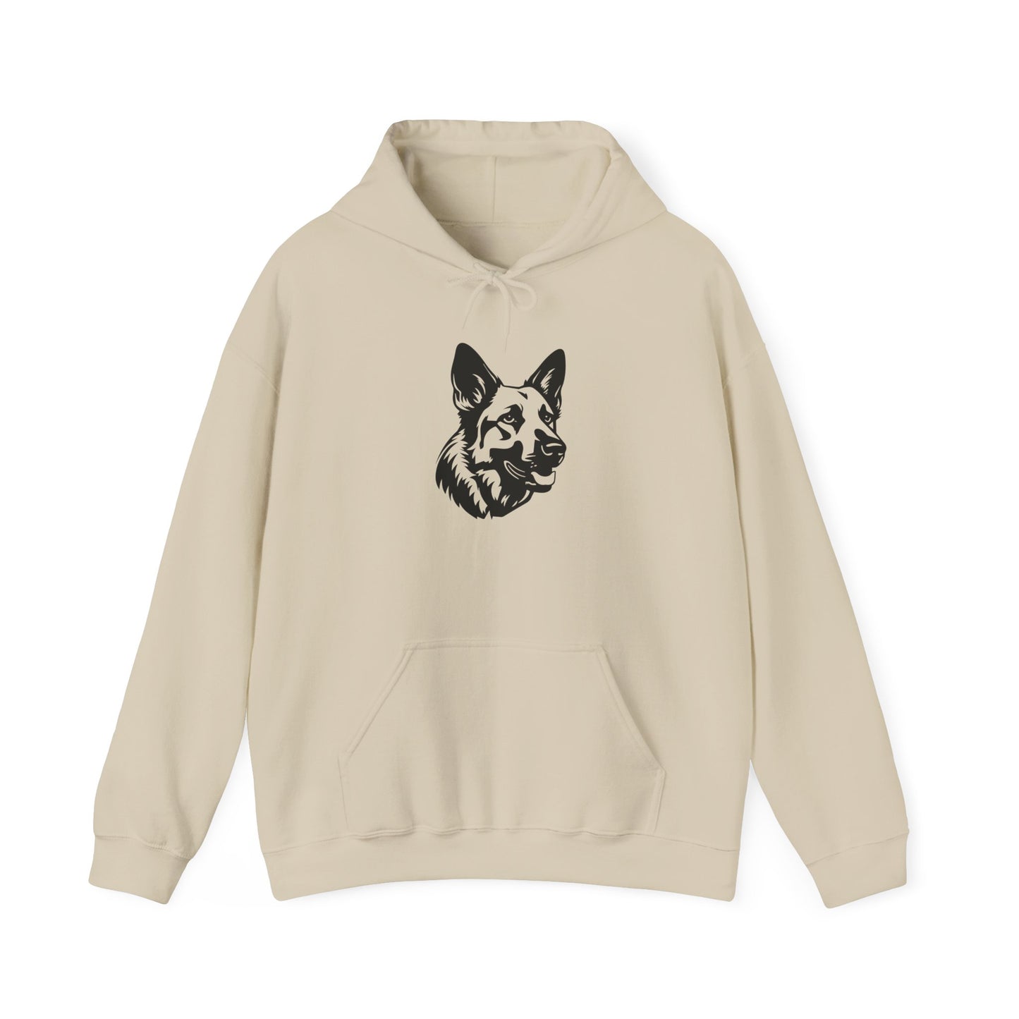 Unisex Dog Lover Hoodie With a Close Up Graphic of Black and White German Shepherd Mouth Opened