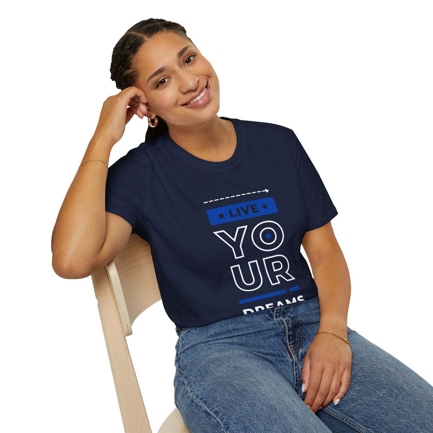 Live Your Dreams Unisex Softstyle T-Shirt, Inspirational Tee, Motivational Gift, Casual Wear, Daily Reminder, Empowerment Top