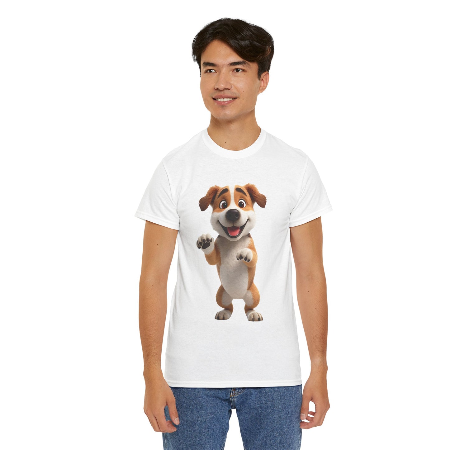 Cute Dog 3D Graphic Tee, Unisex Heavy Cotton T-Shirt, Dog Lover Gift, Fun Casual Wear