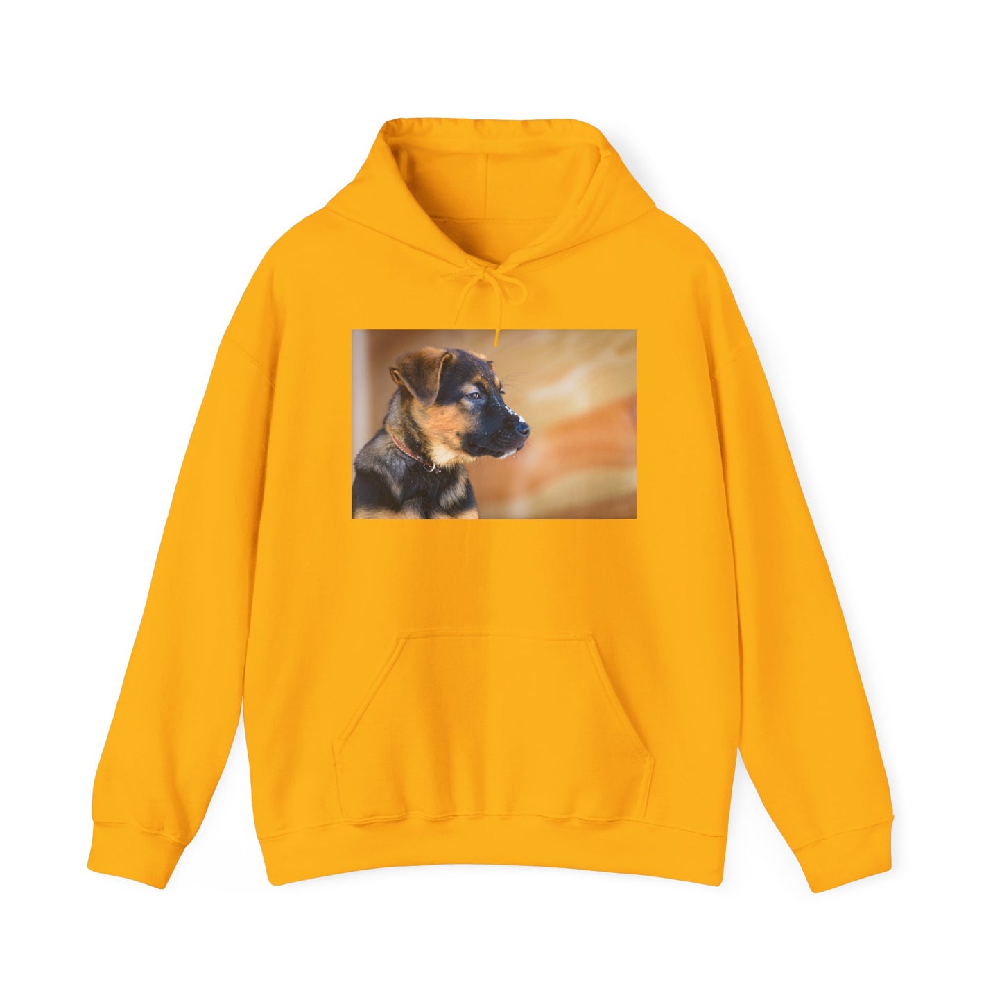 A Unisex Dog Lover Hoodie With a and Red German Shepherd Puppy With Floppy Ears