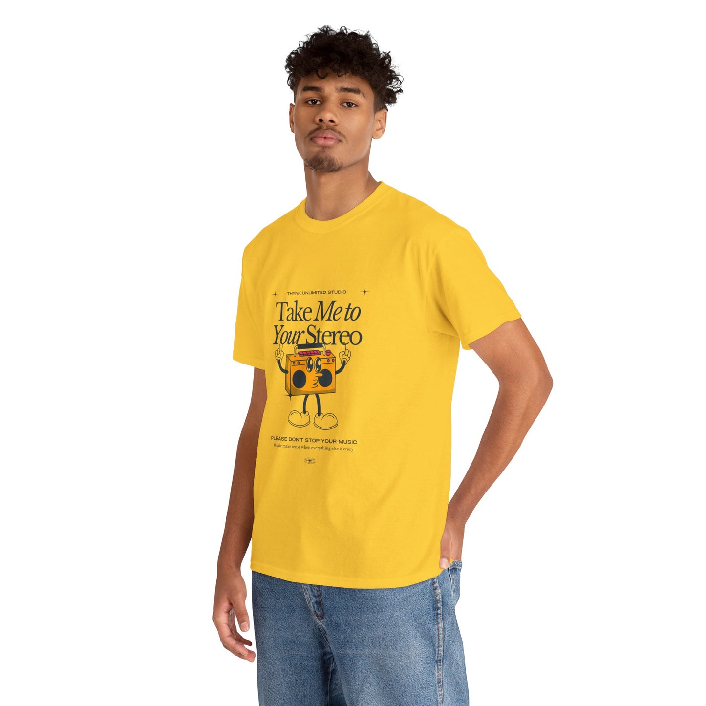 Retro Music Lover Tee - Take Me To Your Stereo, Vintage Style Shirt, Graphic T-Shirt, Unisex Cotton Top, Perfect Gift for Musicians, Summer Outfit