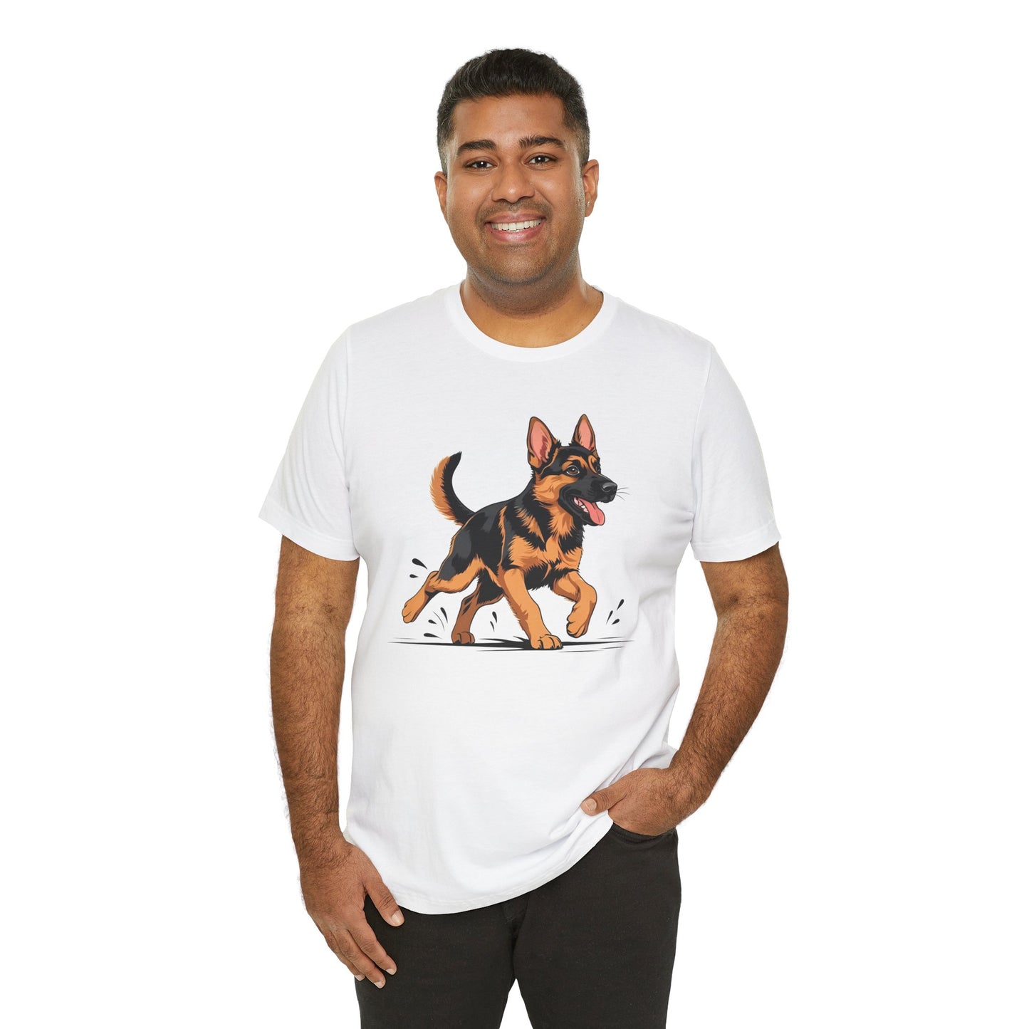 Playful German Shepherd Puppy Tee, Cute Dog Lover Gift, Pet Owner Shirt, Fun Animal Apparel, Unisex T-Shirt for Dog Enthusiasts