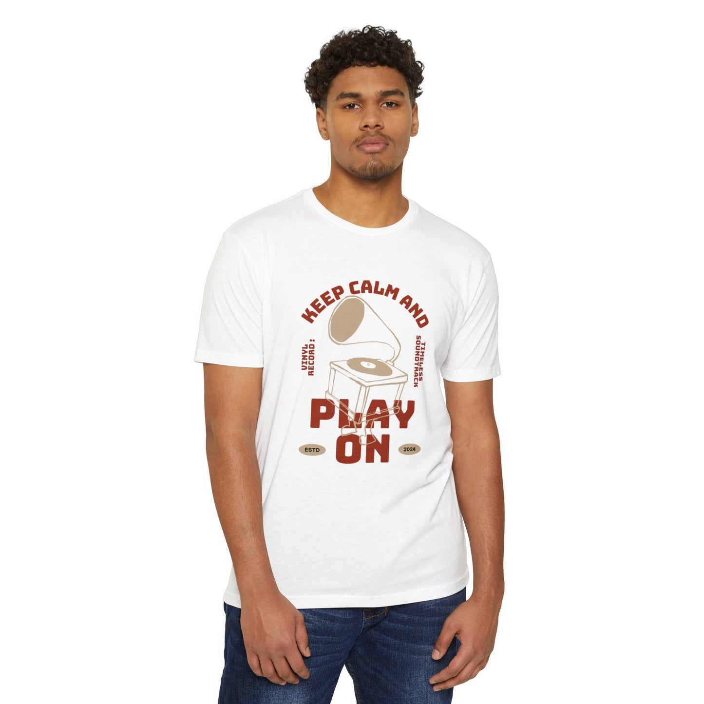 Retro Music Vibe T-Shirt, Unisex Tee, Gift for Music Lovers, Keep Calm and Play On Shirt, Casual Summer Wear, Music Themed Apparel
