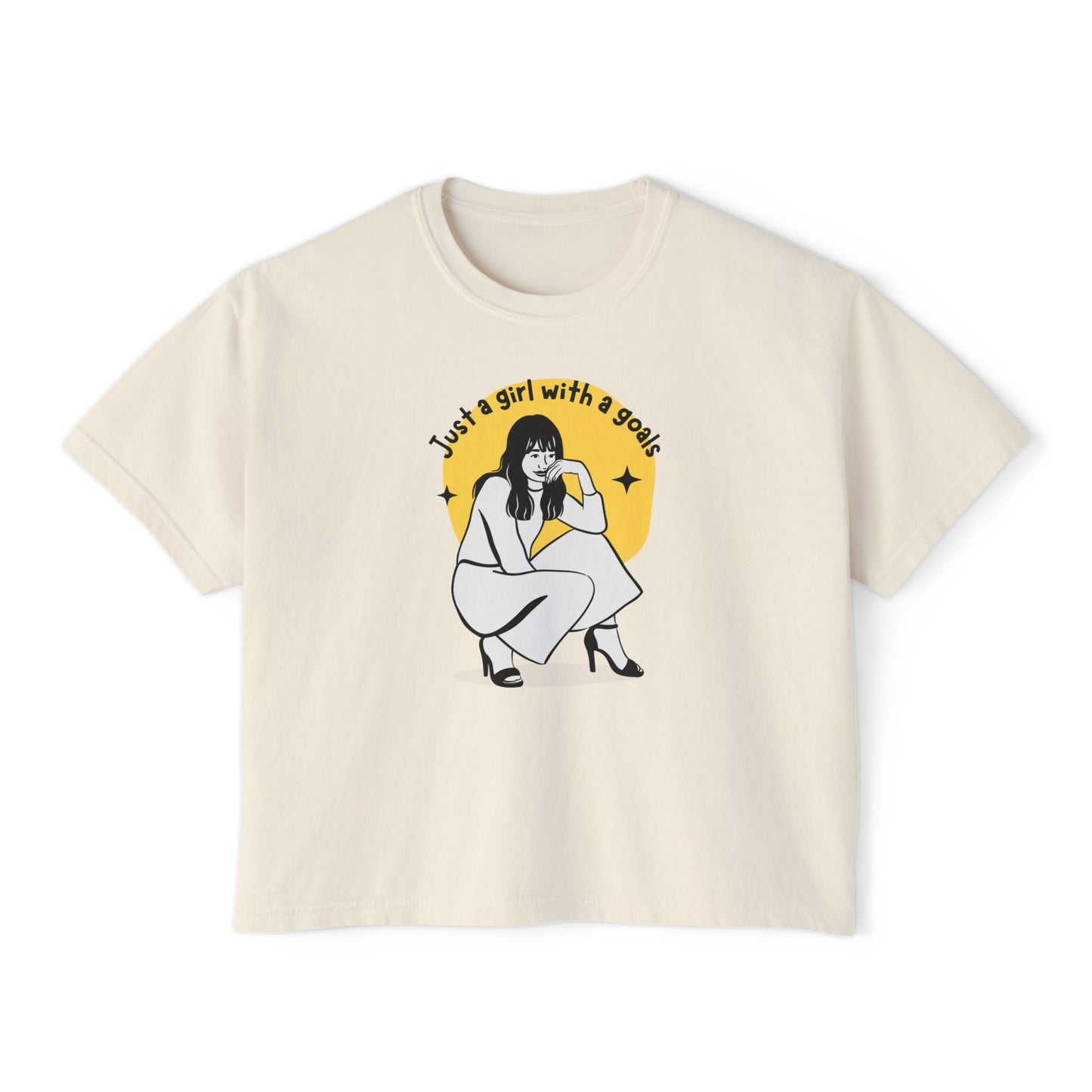 Just a Girl With Goals Women's Boxy Tee, Casual Graphic Shirt, Cute Trendy Top, Motivational Tee, Gift for Her, Everyday Wear