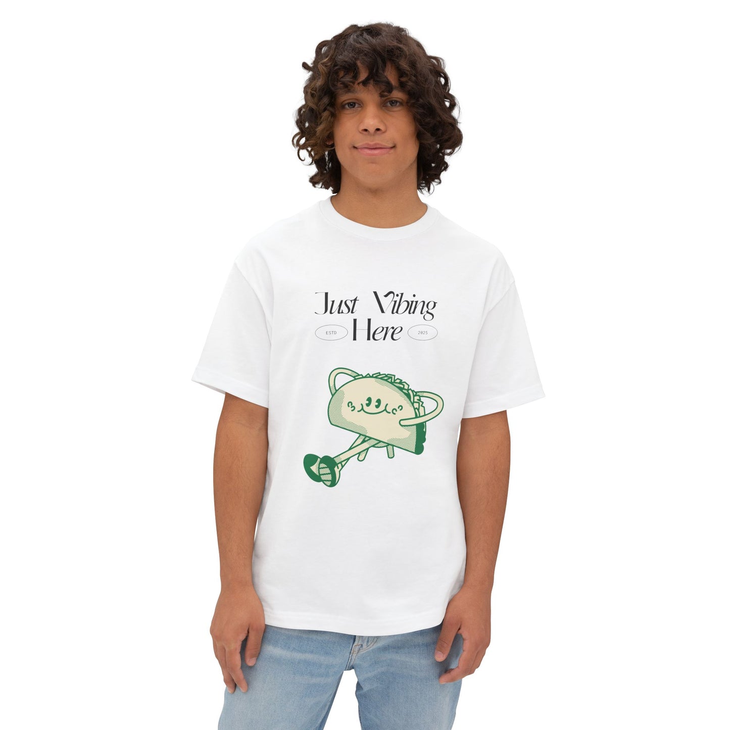 Just Vibing Here Unisex Oversized Tee, Casual Graphic Top, Everyday Wear, Comfortable Summer Shirt, Unique Gift Idea, Relaxed Fit Tee