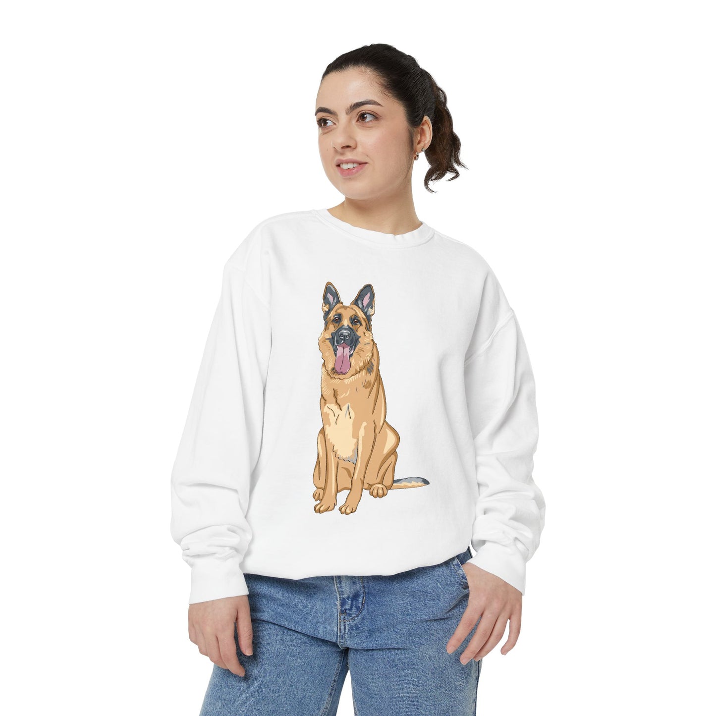 Unisex Dog Lover Sweatshirt With a Graphic of a German Shepherd Sloppily Standing