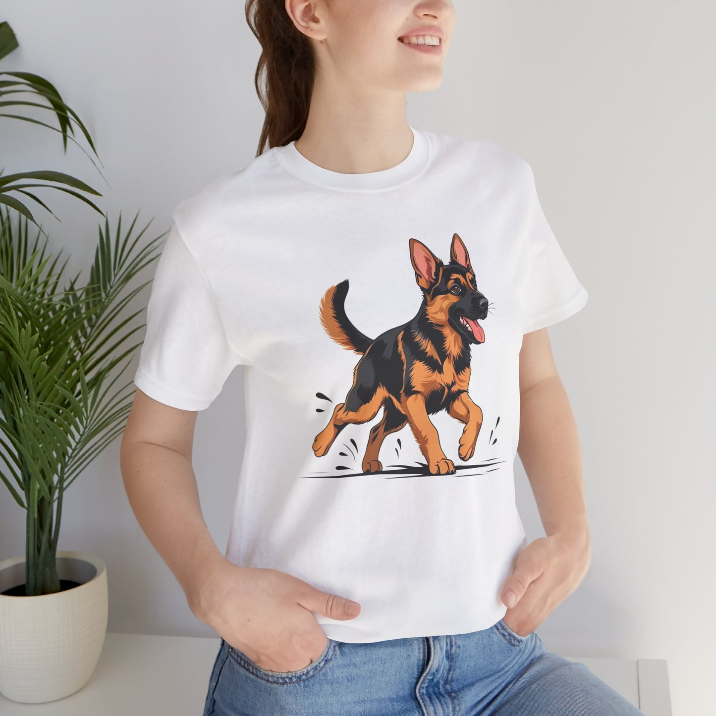 Playful German Shepherd Puppy Tee, Cute Dog Lover Gift, Pet Owner Shirt, Fun Animal Apparel, Unisex T-Shirt for Dog Enthusiasts
