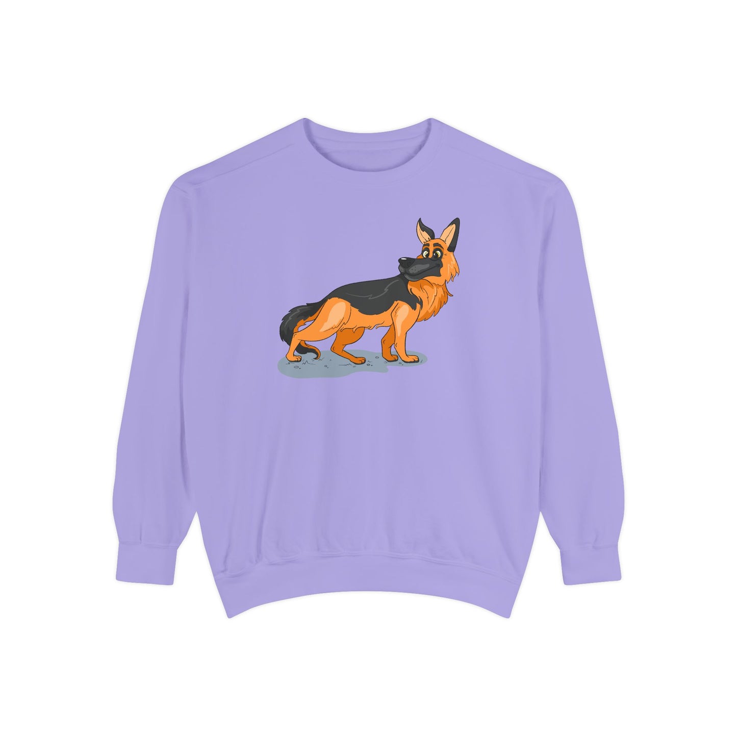 Unisex Dog Lover Sweatshirt With a Cartoon of Astonished German Shepherd Turning His Head