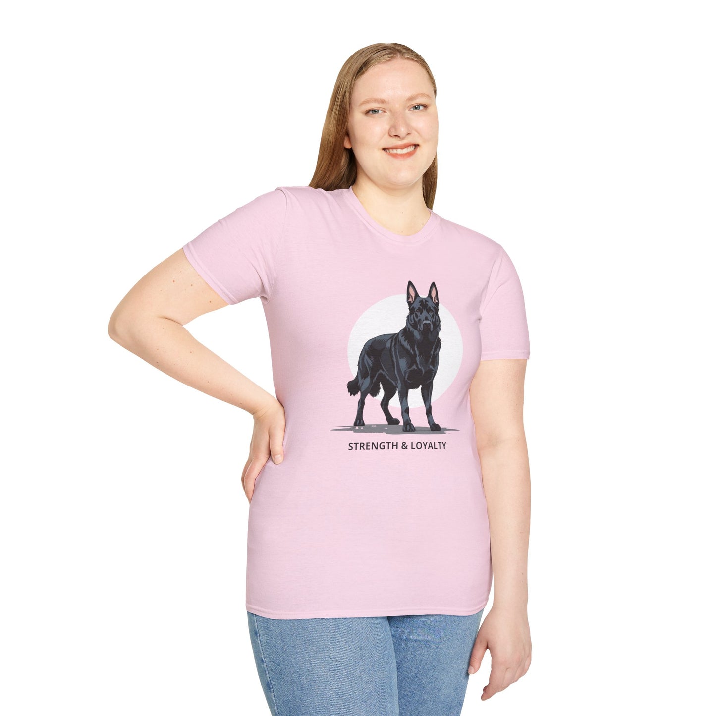 Strength & Loyalty German Shepherd Dog T-Shirt, Unisex Pet Lover Tee, Gifts for Dog Owners, Animal Lovers Apparel, Casual Everyday Wear, Black Dog Shirt