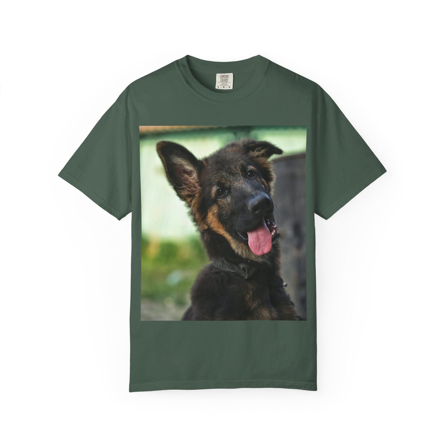 Happy Dog Graphic Unisex T-Shirt Featuring Cute German Shepherd Puppy