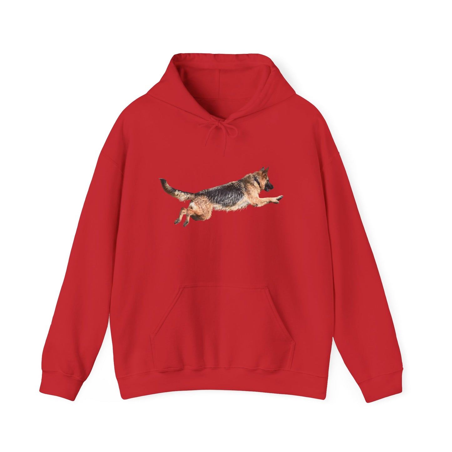 Unisex Dog Lover Hoodie With a Wet German Shepherd Jumping in the Air