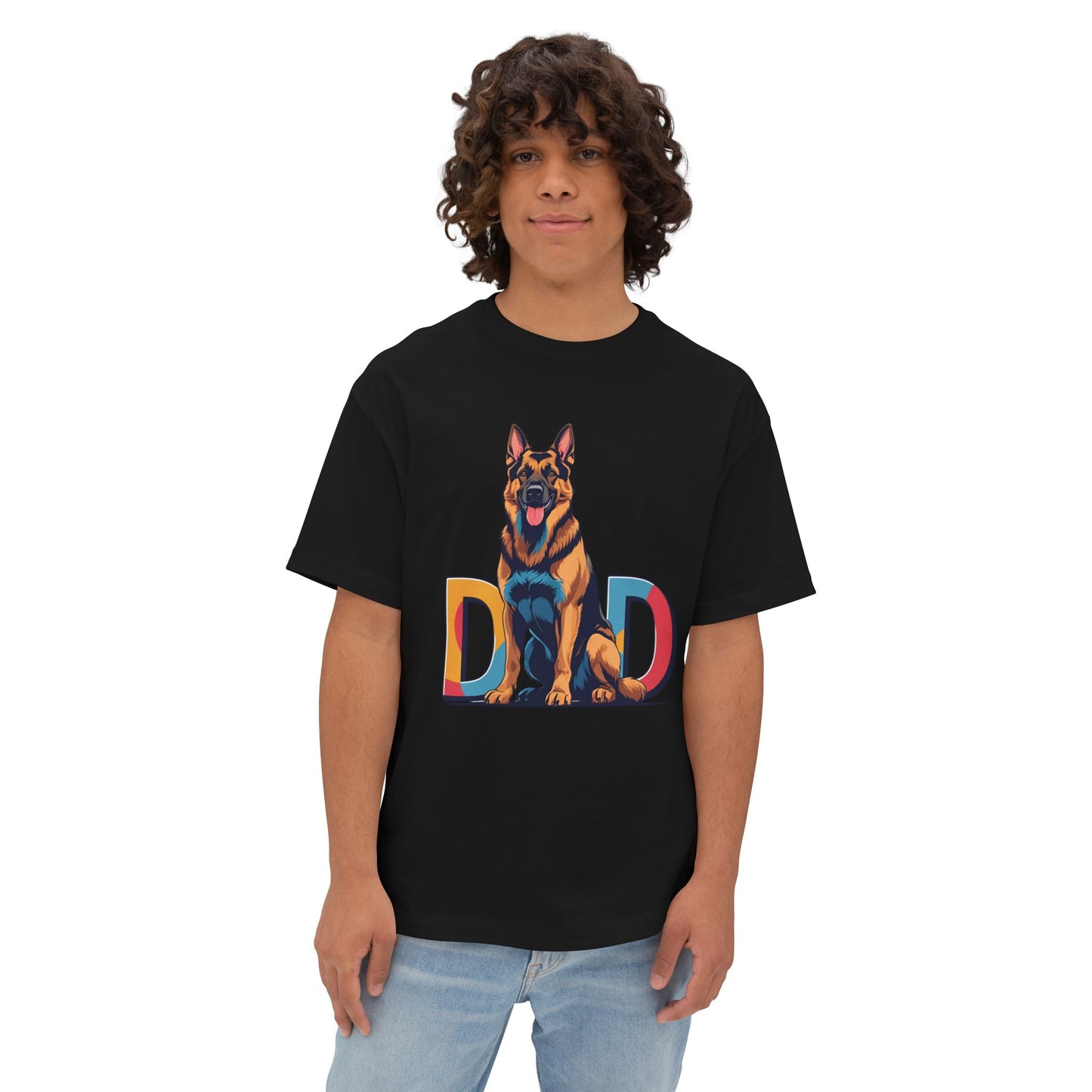 German Shepherd Dad Unisex Oversized Boxy Tee, Dog Lover Gift, Pet Portrait Shirt, Casual Streetwear, Animal Lover Apparel